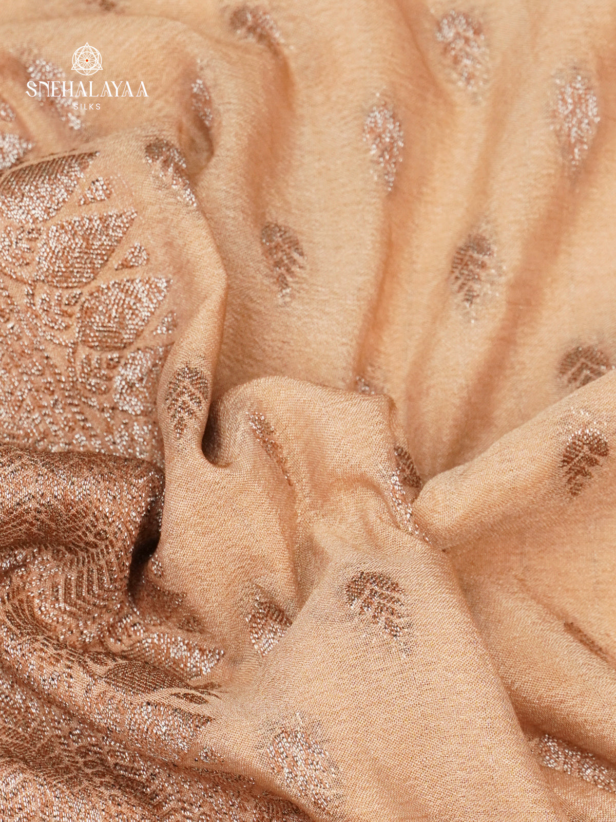 Cream Banaras Crepe Silk Saree