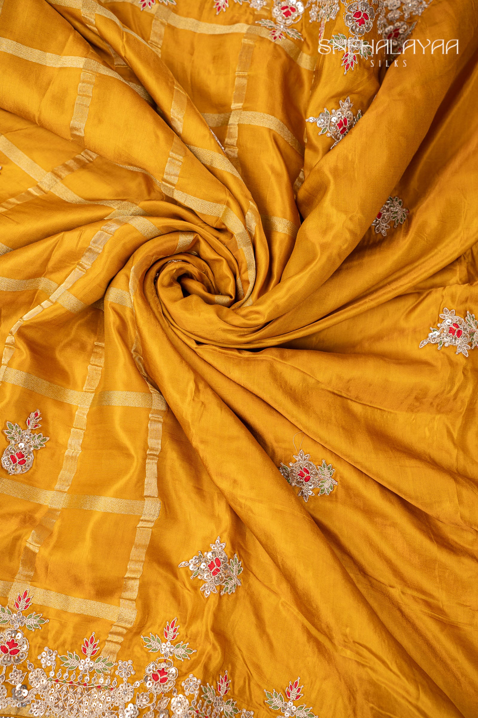 Mustard Yellow Designer Saree