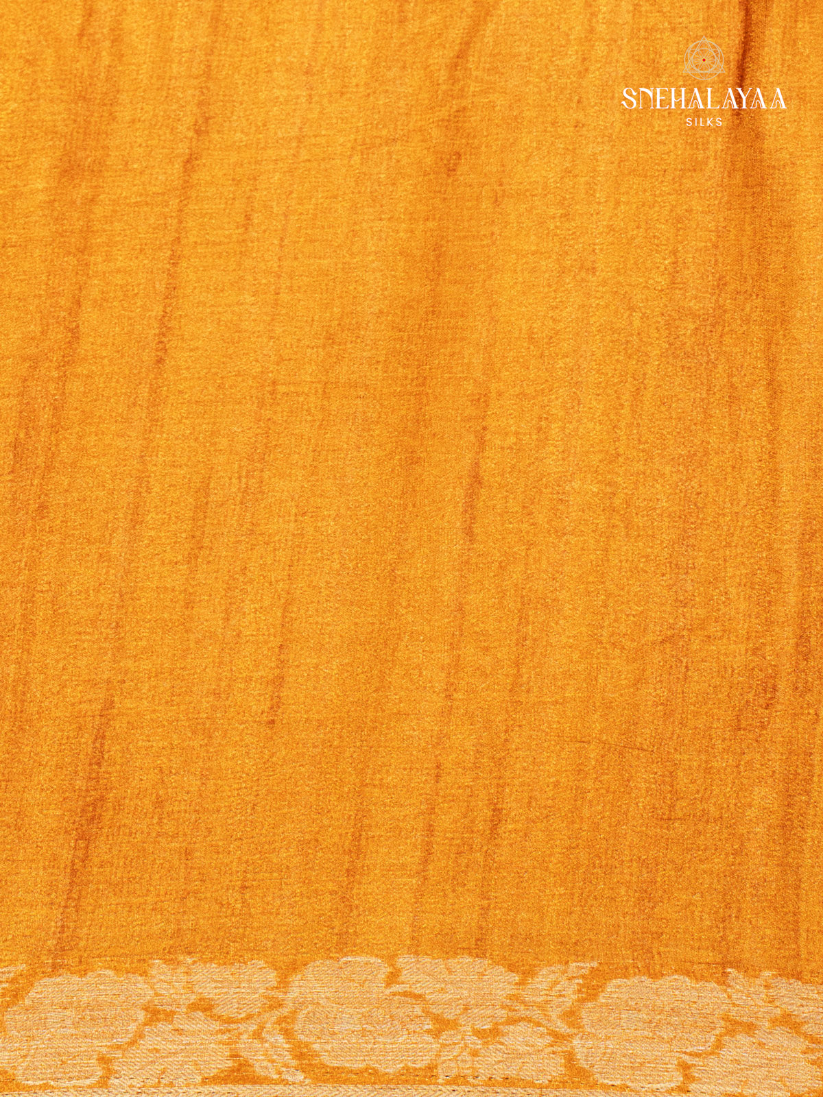 Mustard Yellow Printed Chiffon Saree