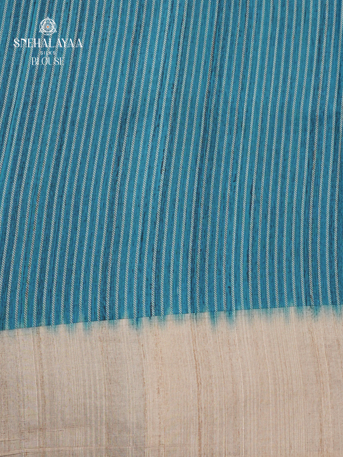 Teal Blue Tussar Embroidery Saree