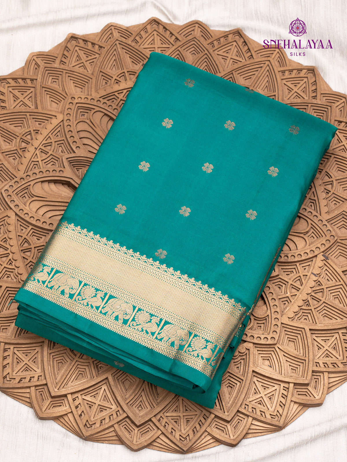 Cyan Blue Kanjivaram Silk Saree