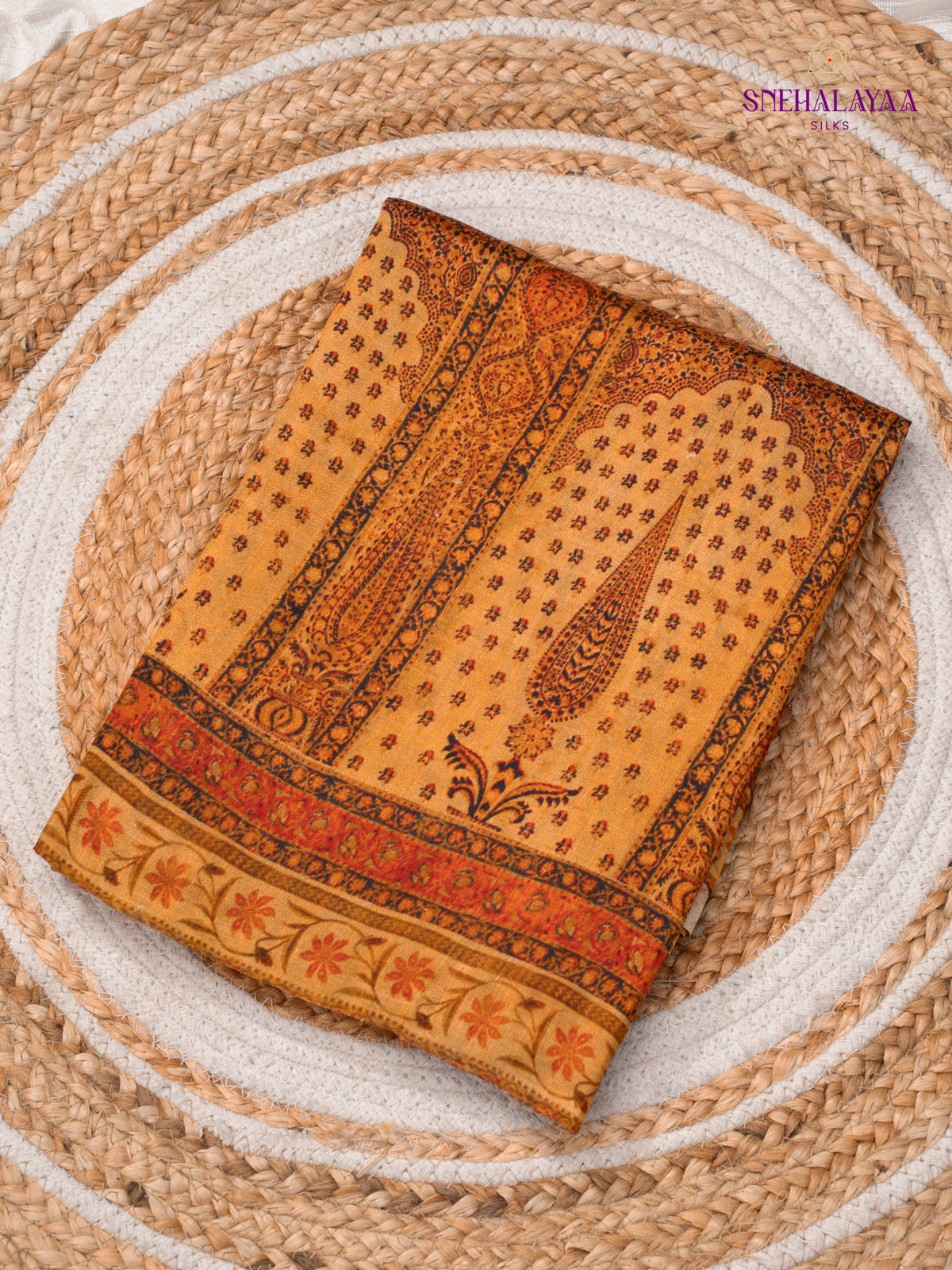 Mustard Tussar Saree