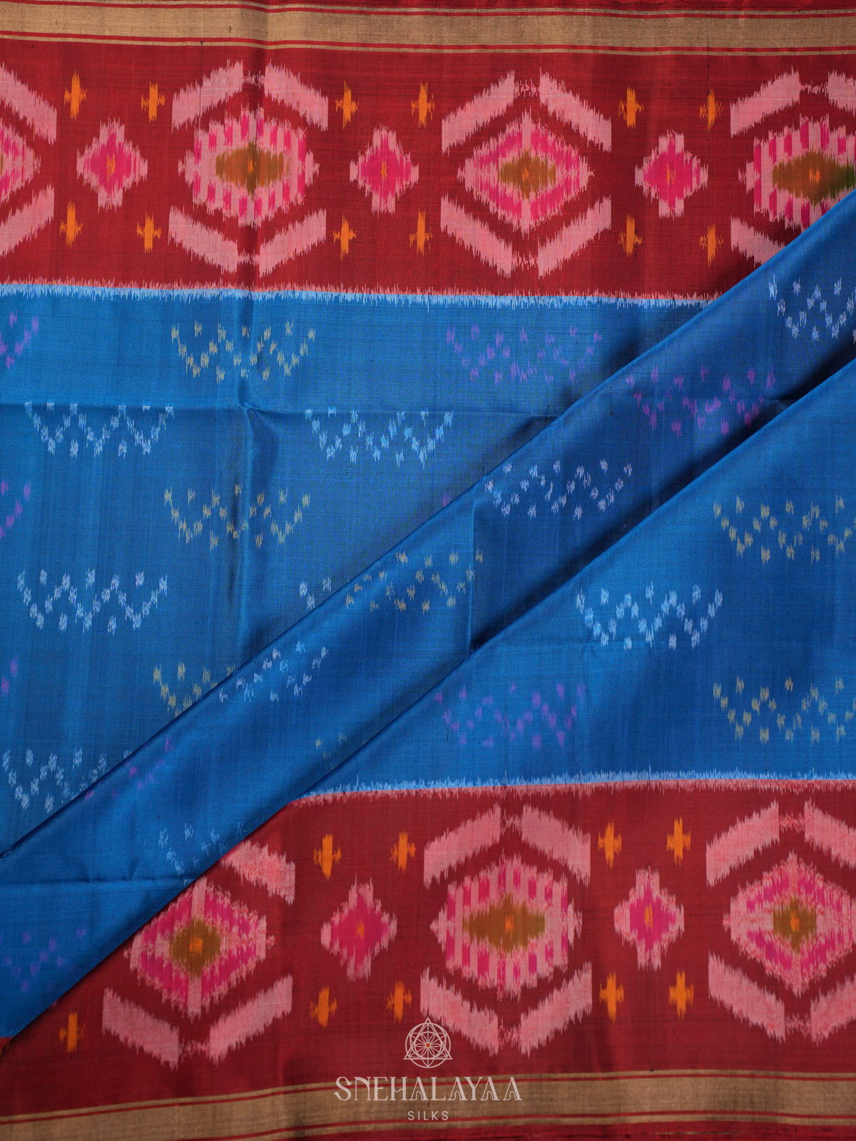 Blue Ikat Soft Silk Saree