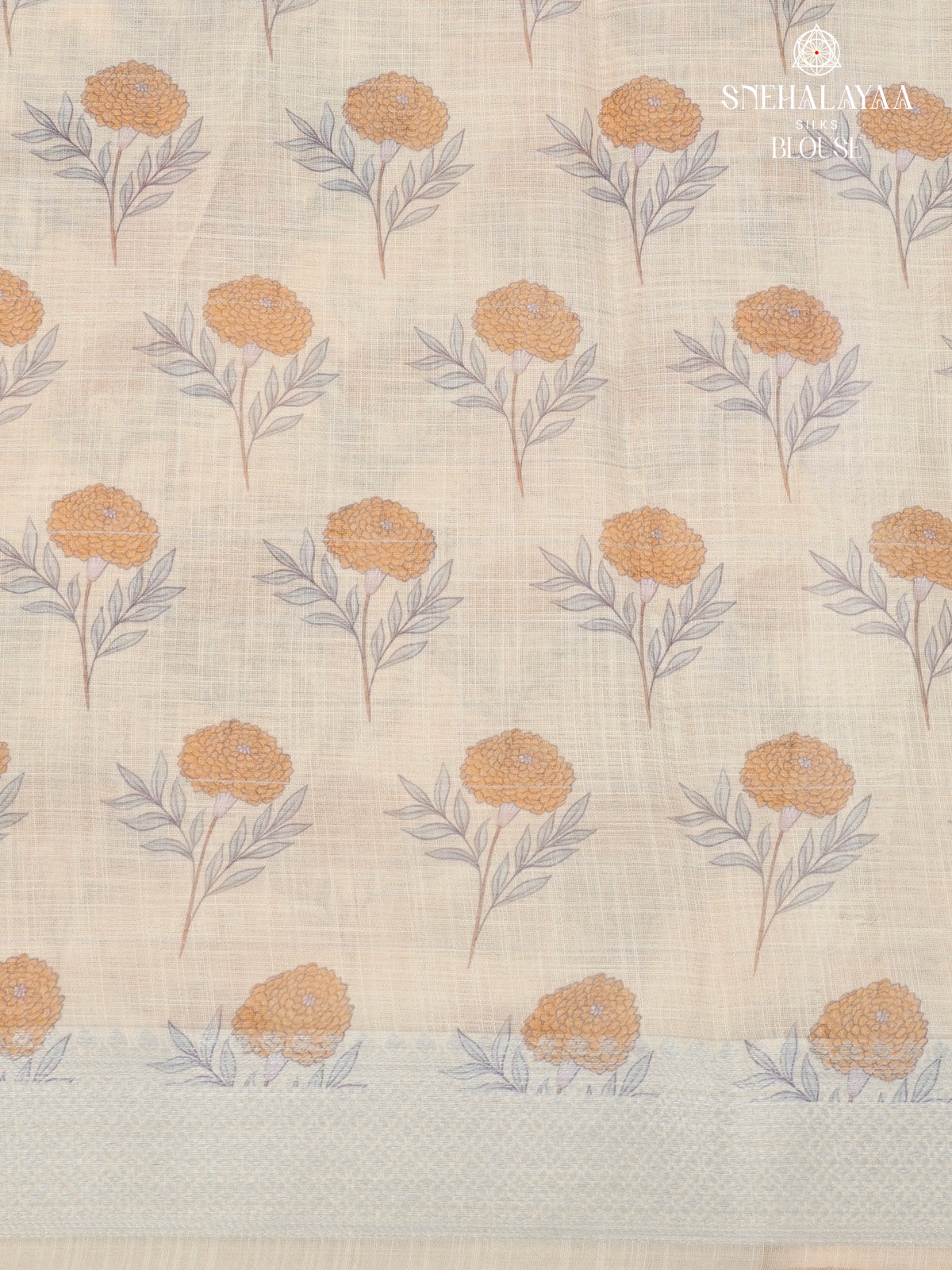 Sandal Printed Linen Saree