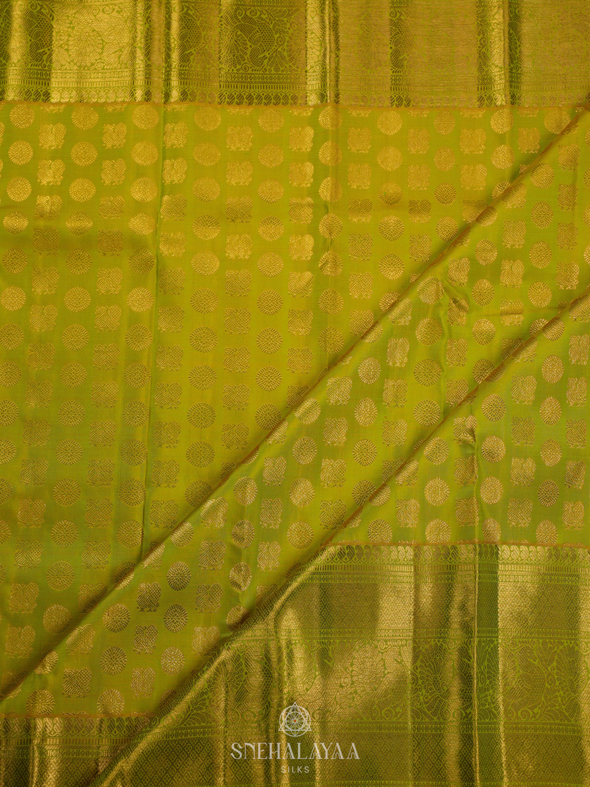 Lime Green Kanjivaram Silk Saree