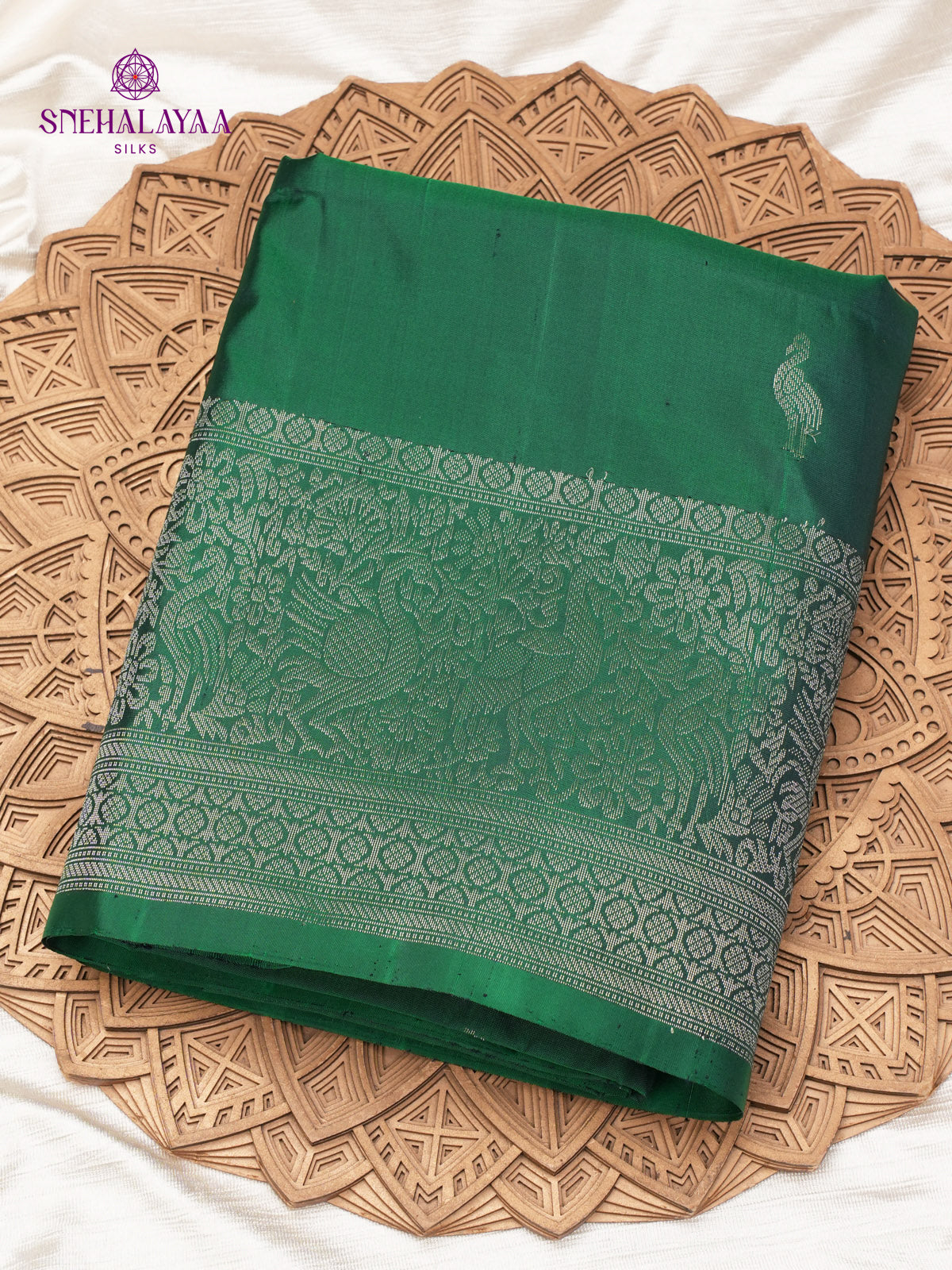Bottle Green Kanjivaram Soft Silk Saree