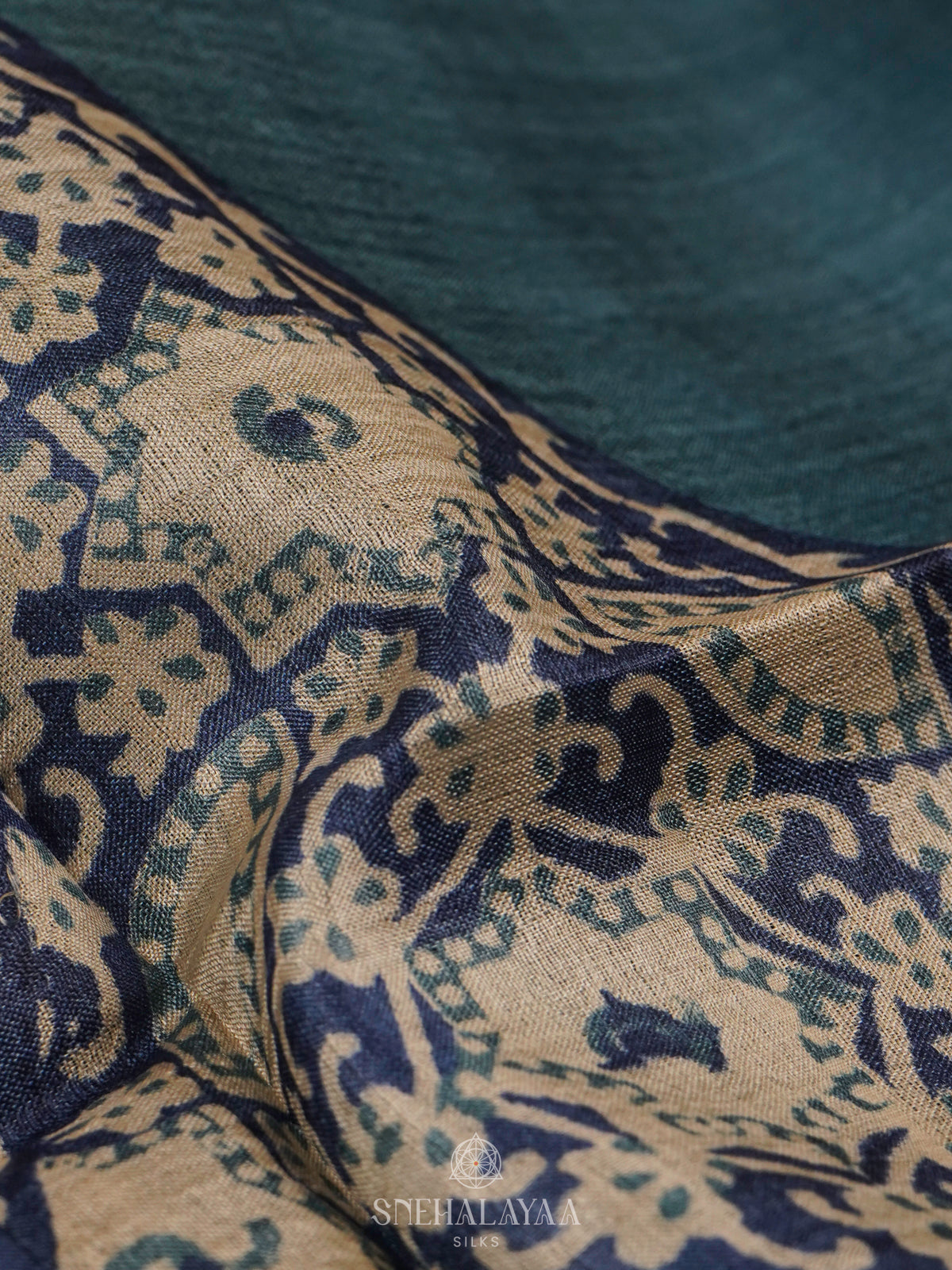 Peacock Blue Tussar Saree