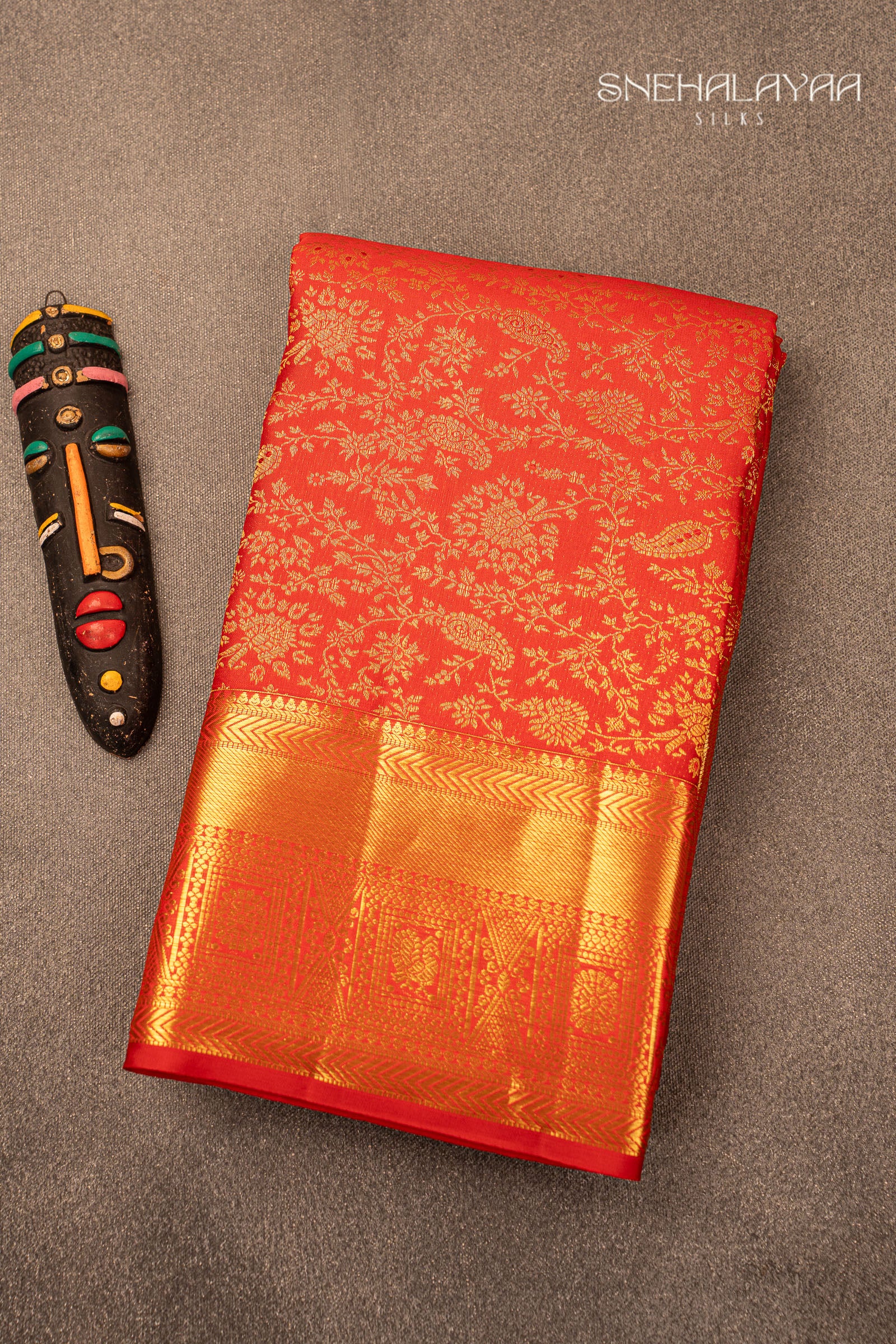 Rose Red Kancheevaram Silk Saree