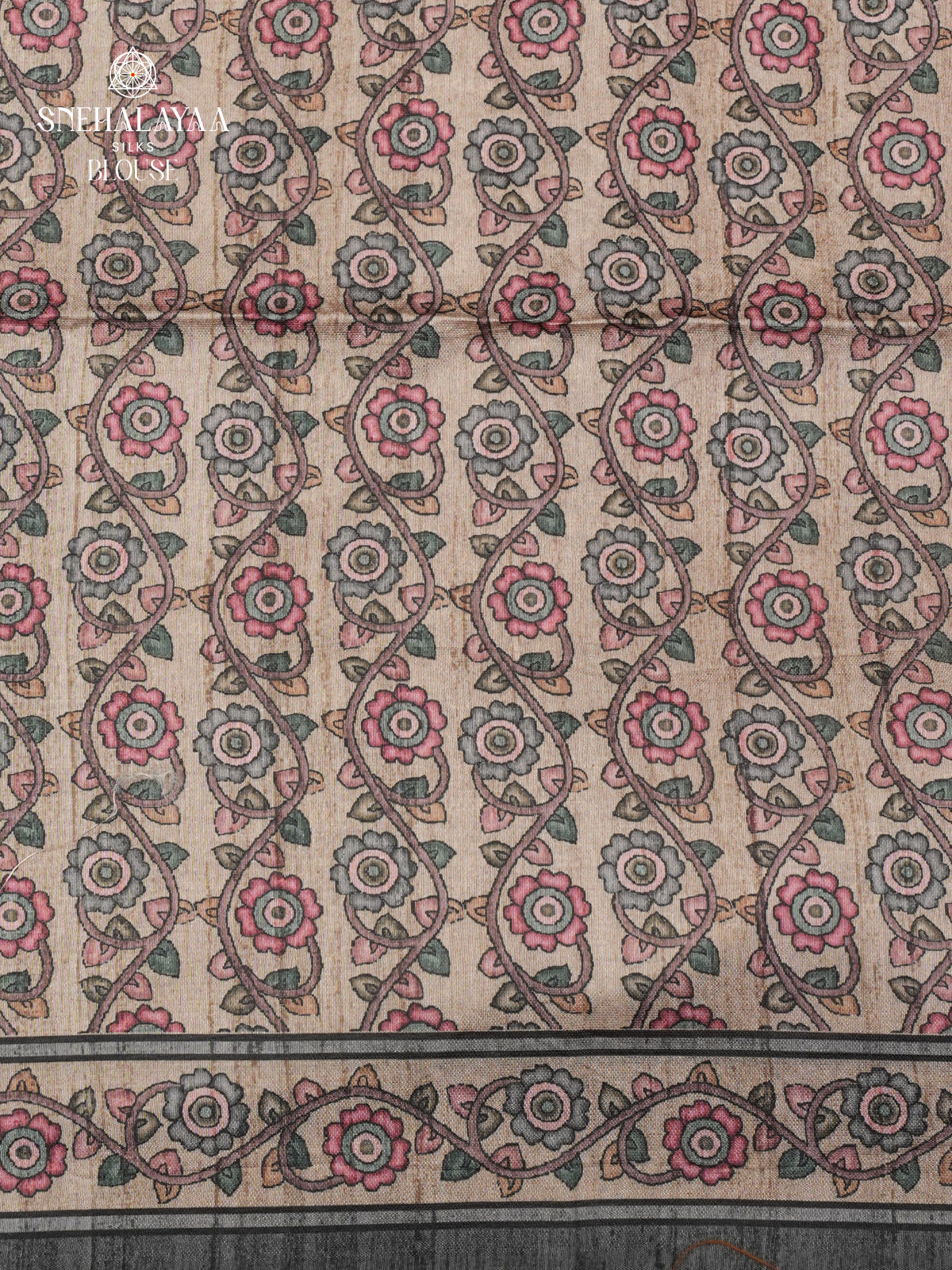 Grey Tussar Embroidery Saree