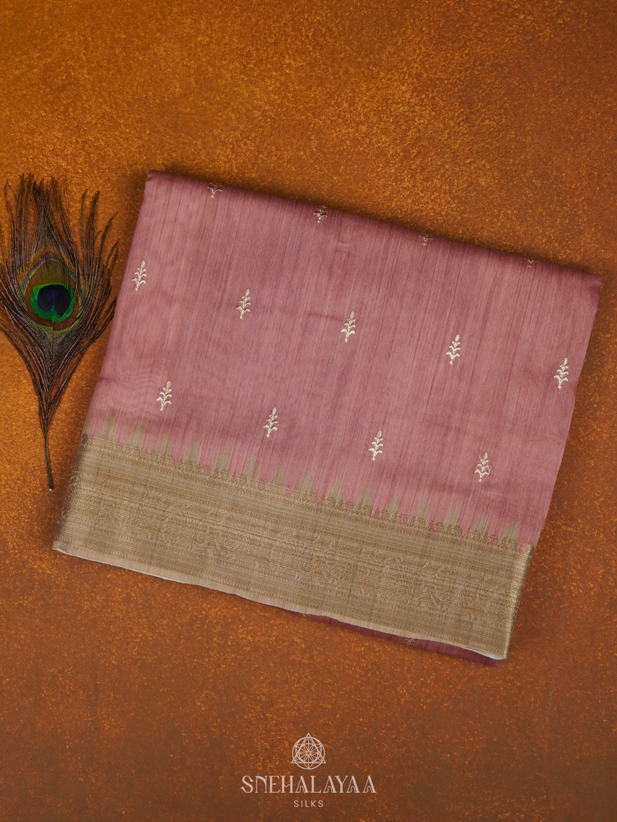 Pale Pink Munga Tussar Saree