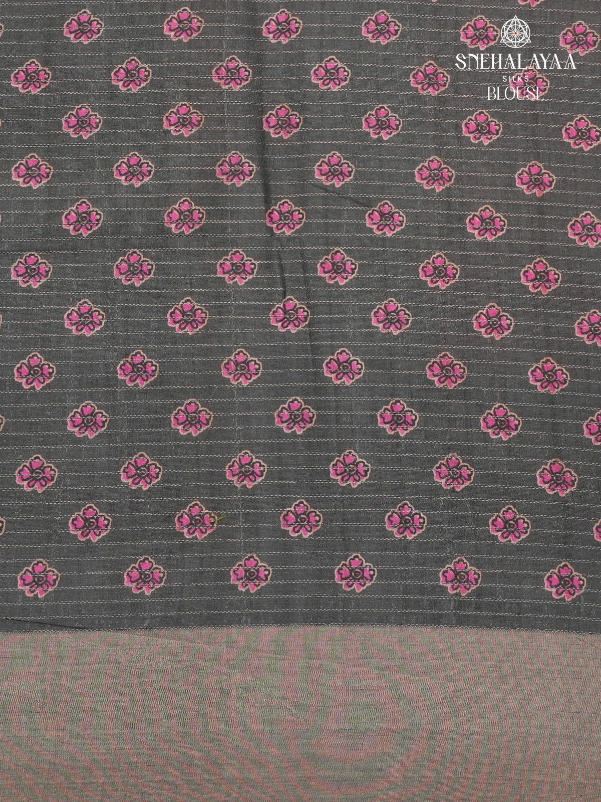 Peach Floral Printed Tussar Saree