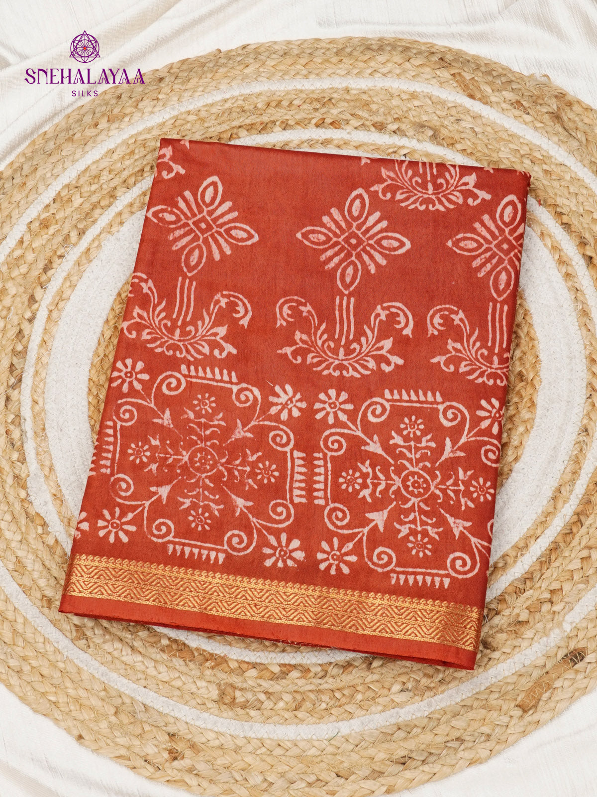 Rust Orange Chanderi Saree