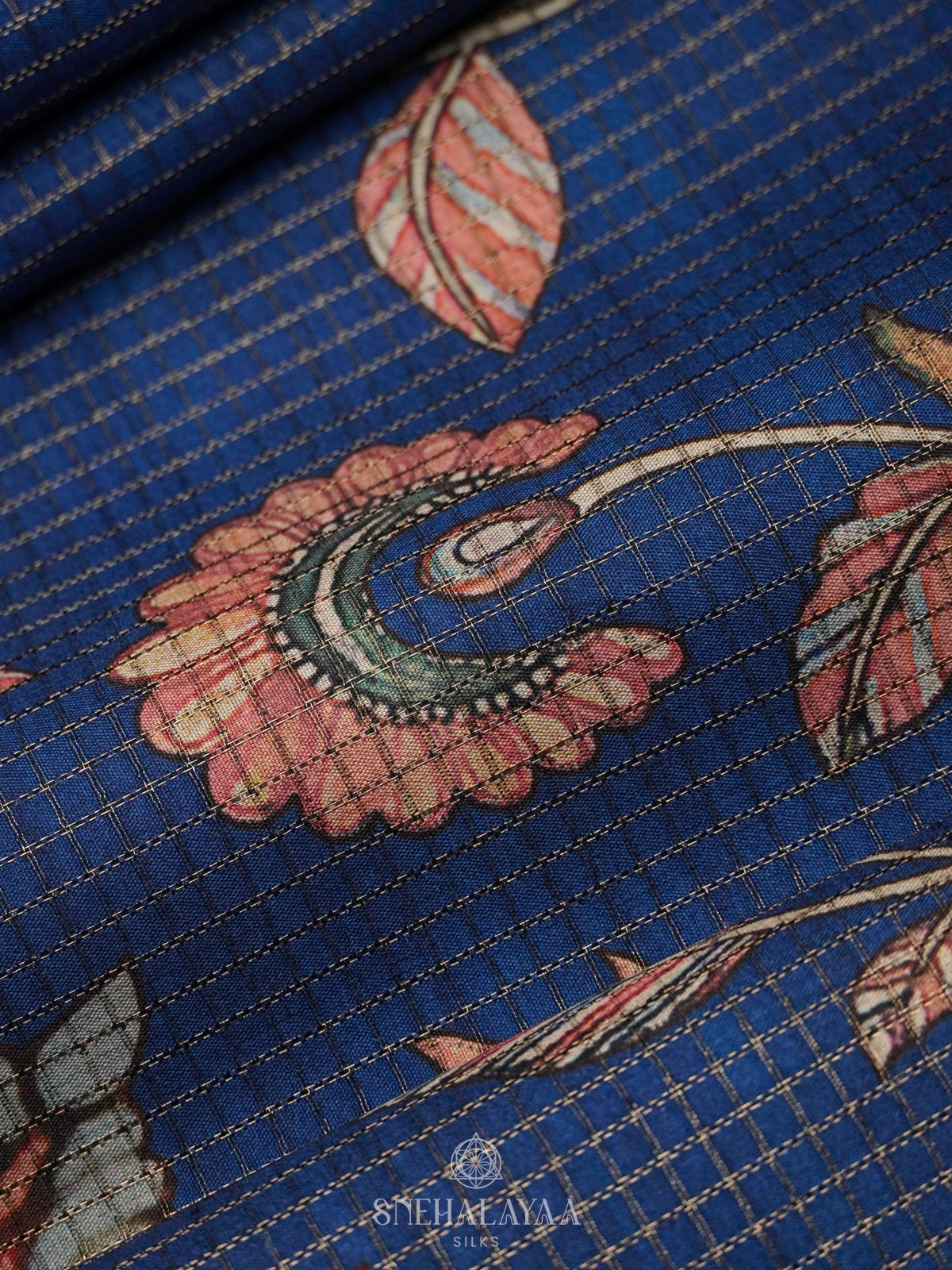 Brown Tussar Saree with Floral Prints