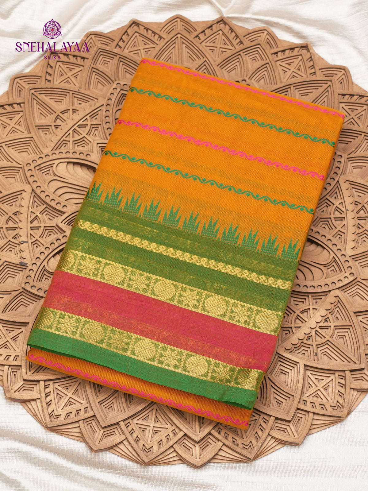 Mustard Chettinad Cotton Saree