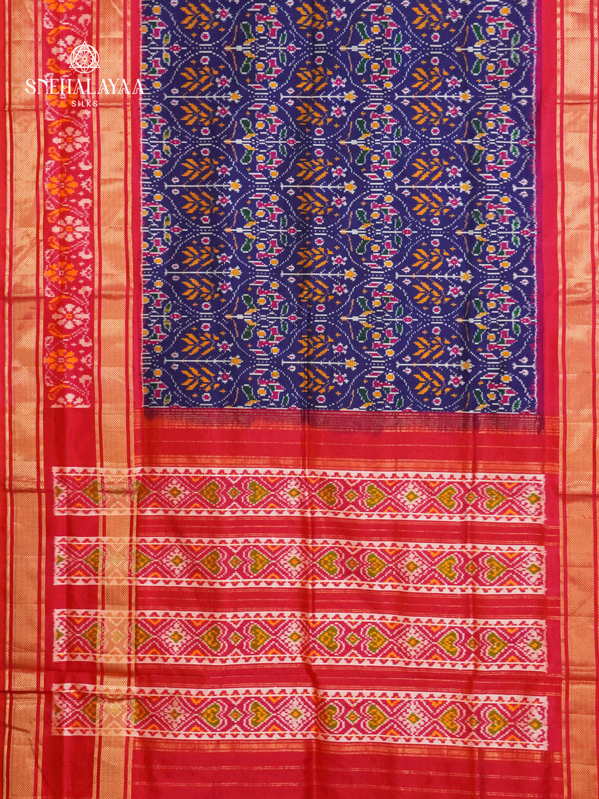 Navy Blue Ikat Saree