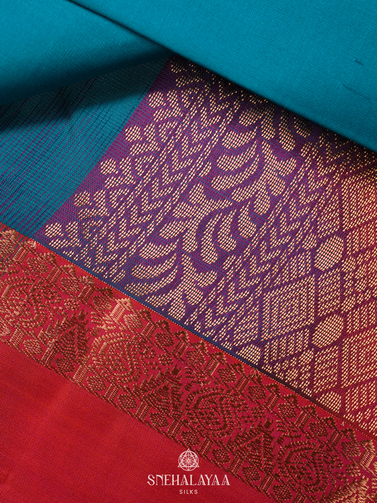 Peacock Blue Kanjivaram Silk Saree