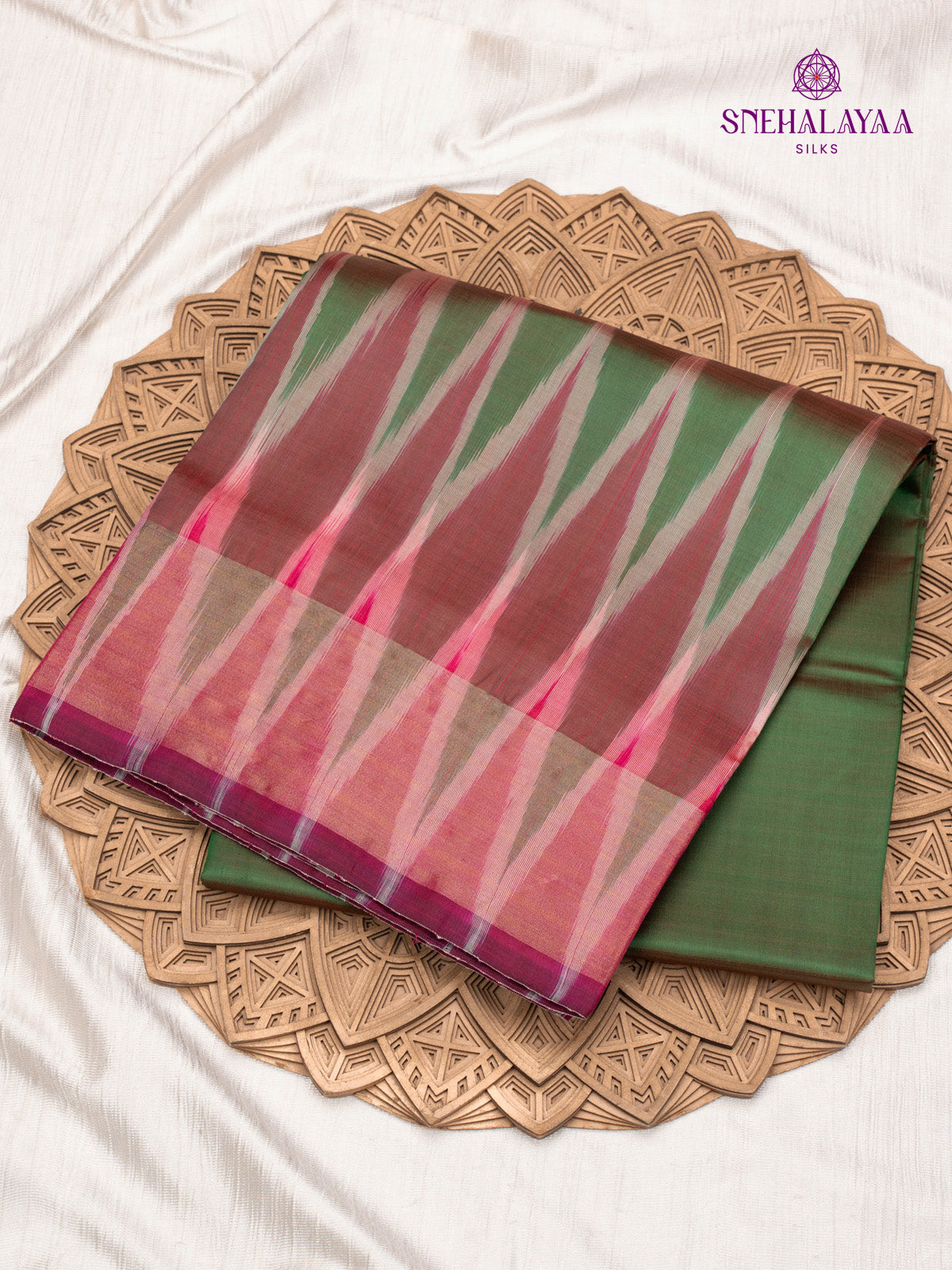 Olive Green Katan Silk Saree