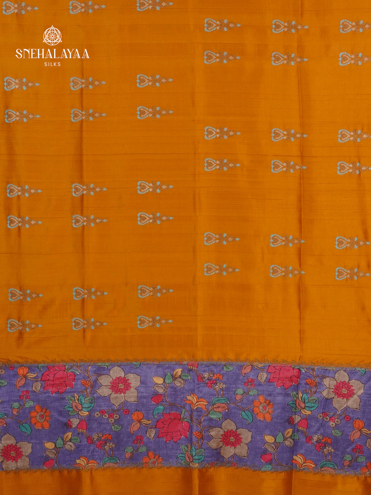 Mustard Yellow Soft Tussar Embroidery Saree