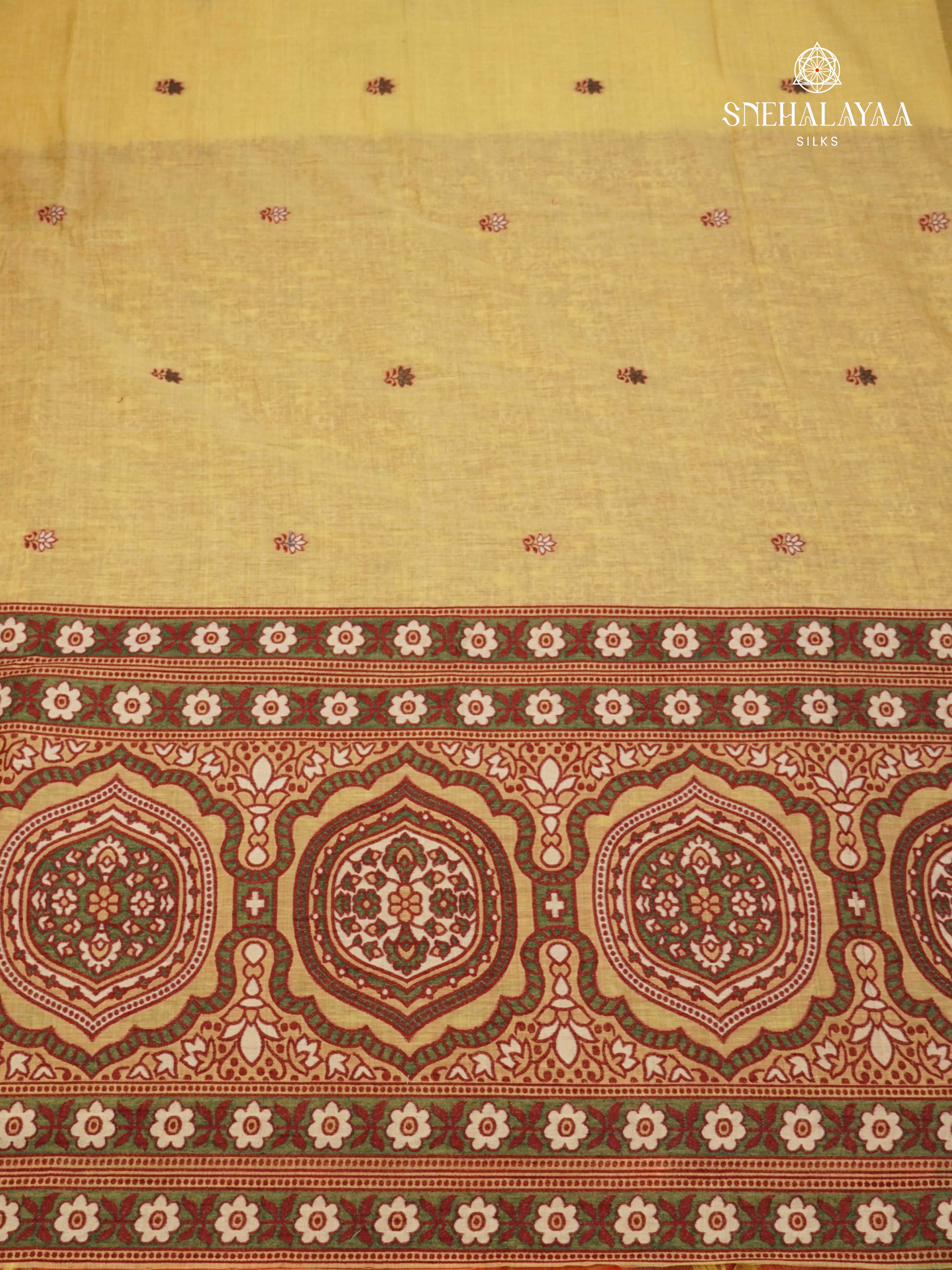 Yellow Munga Cotton Saree