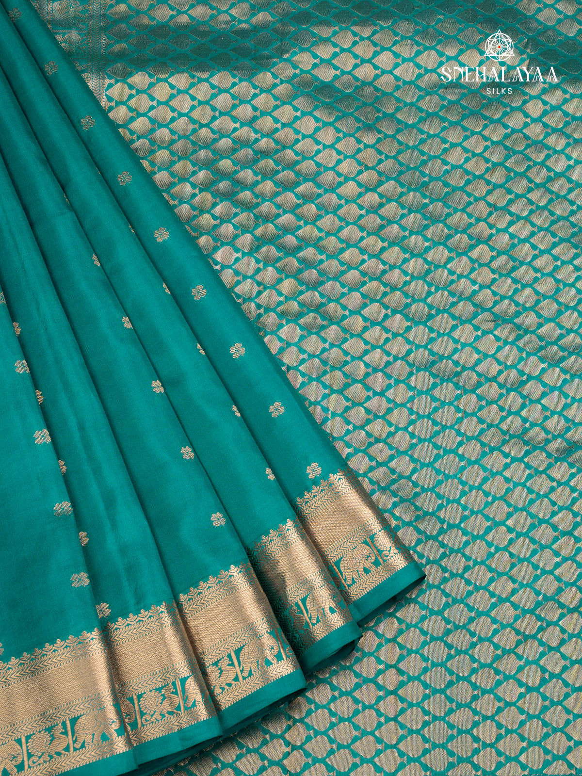 Cyan Blue Kanjivaram Silk Saree
