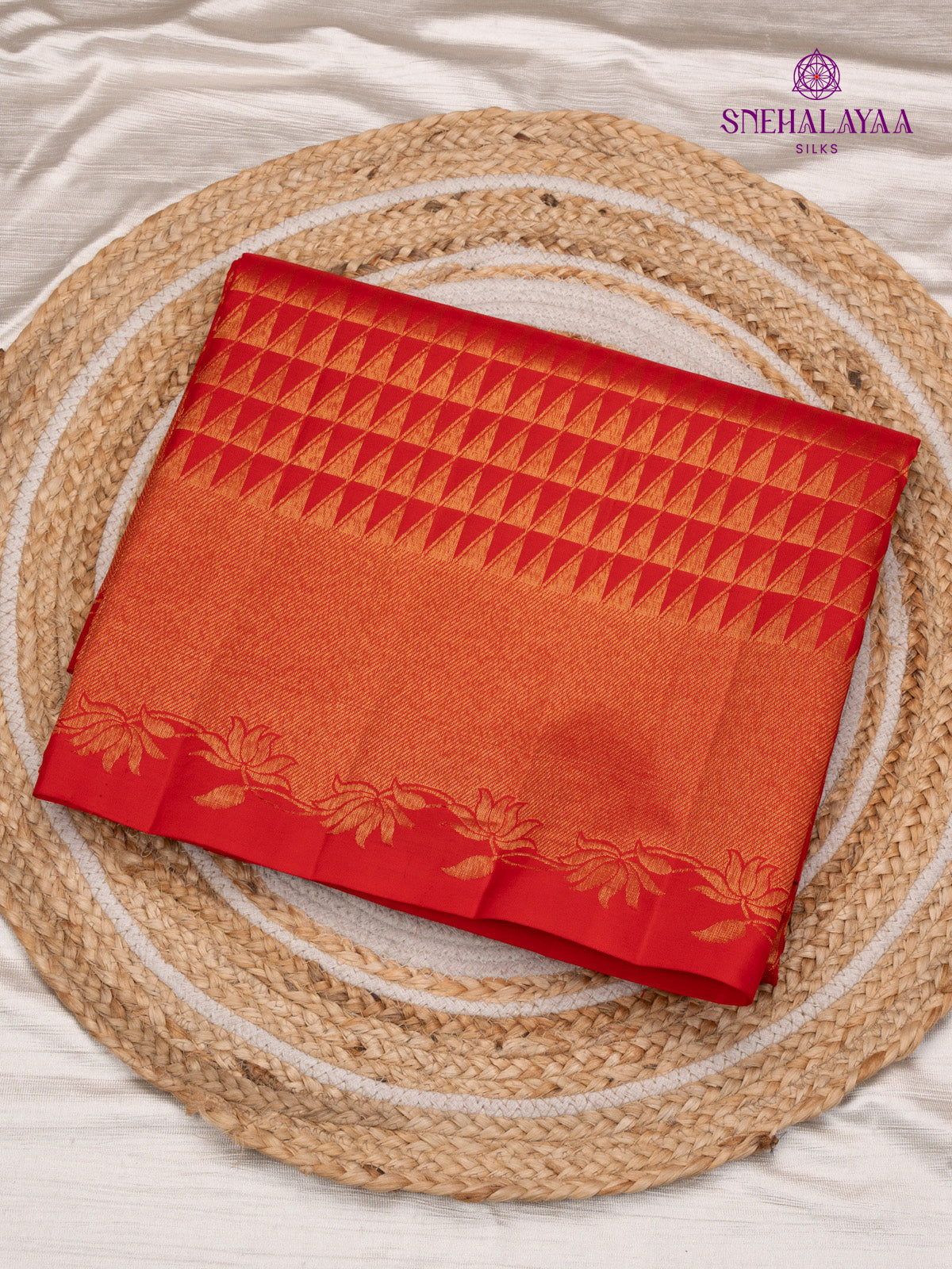 Rust Orange Kanjivaram Silk Saree
