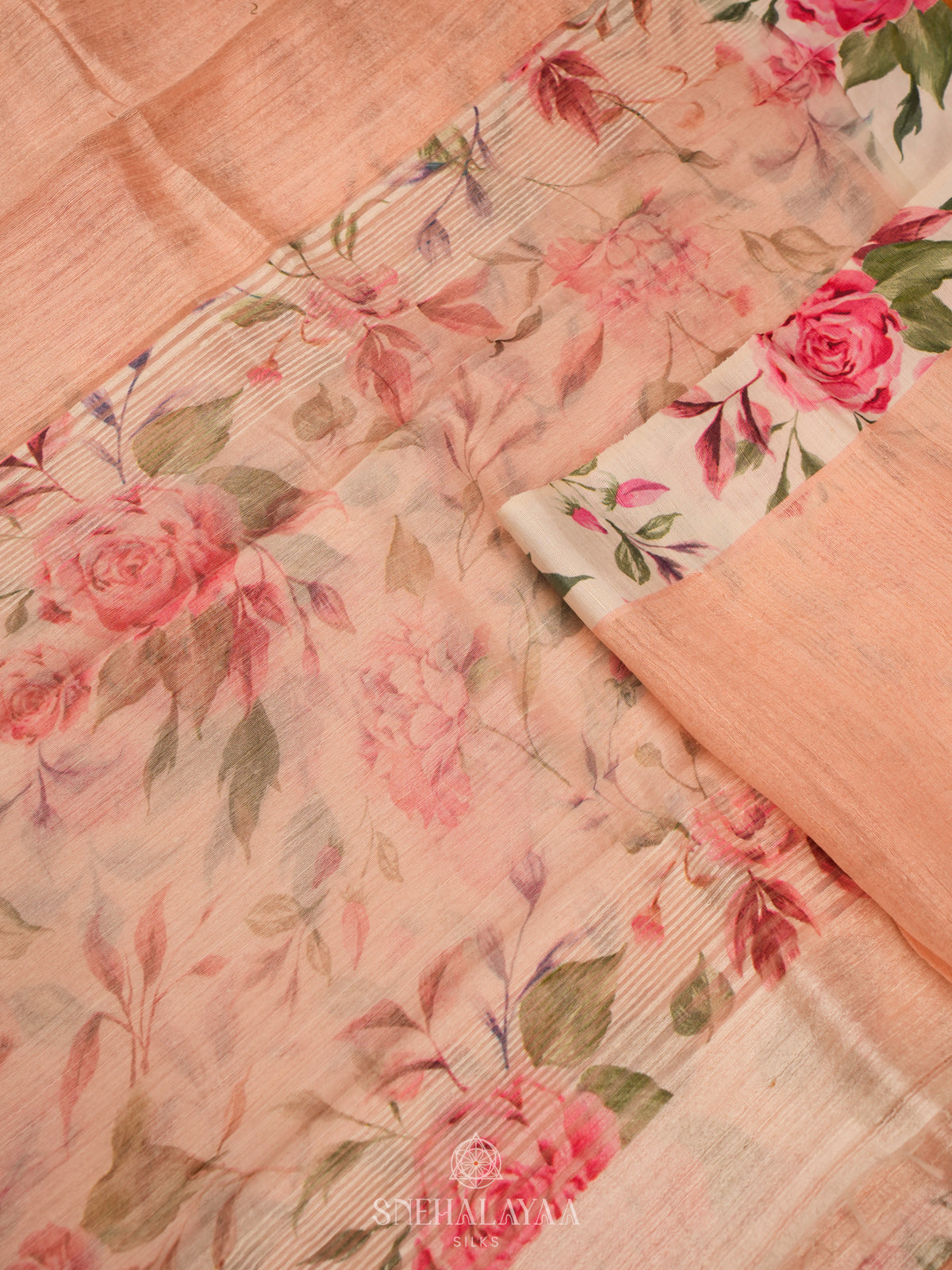 Peach Matka Jute Saree