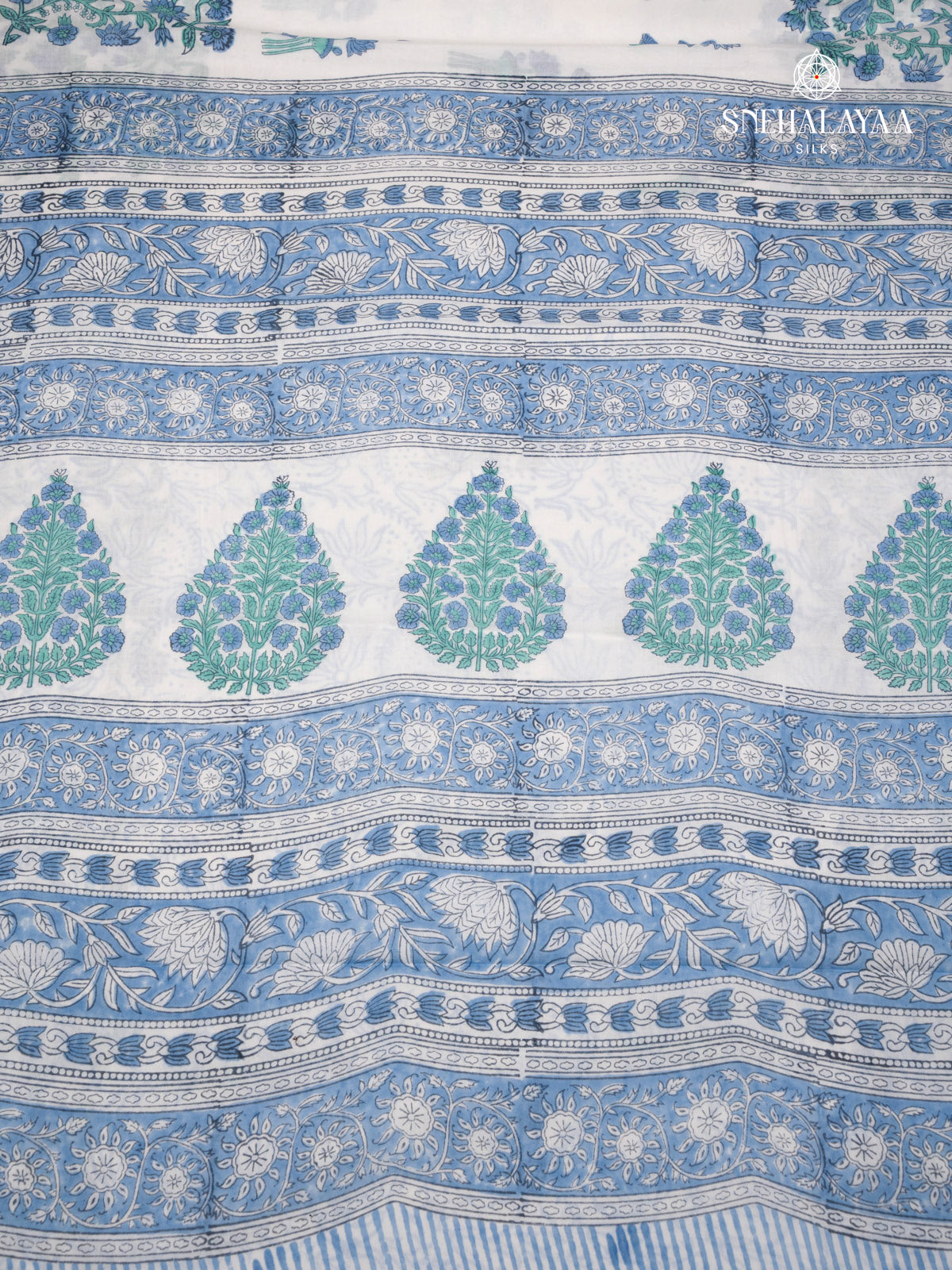 White Jaipur Cotton Saree