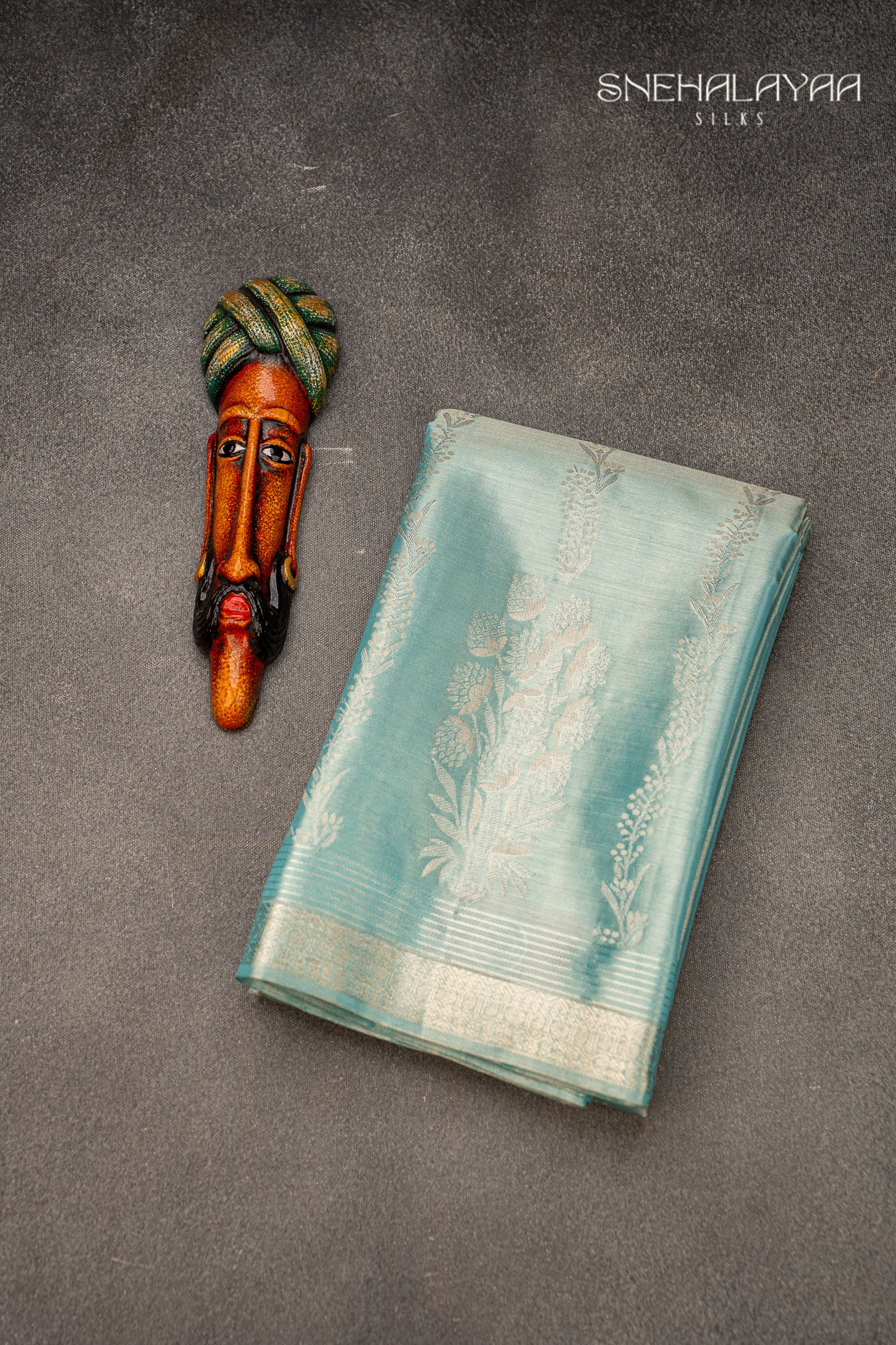 Teal Blue Kancheevaram Silk Saree