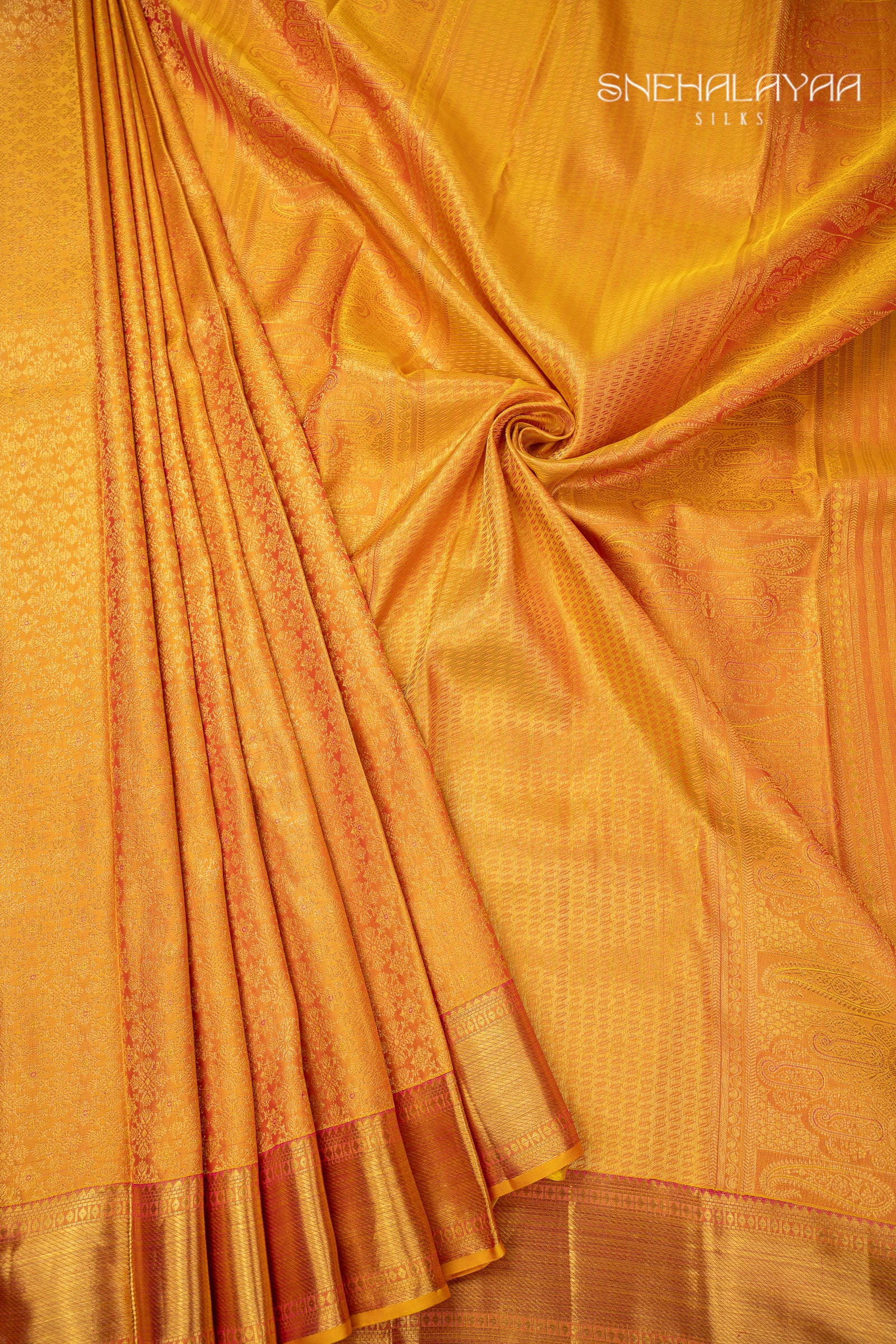 Golden Yellow Kancheevaram Silk Saree