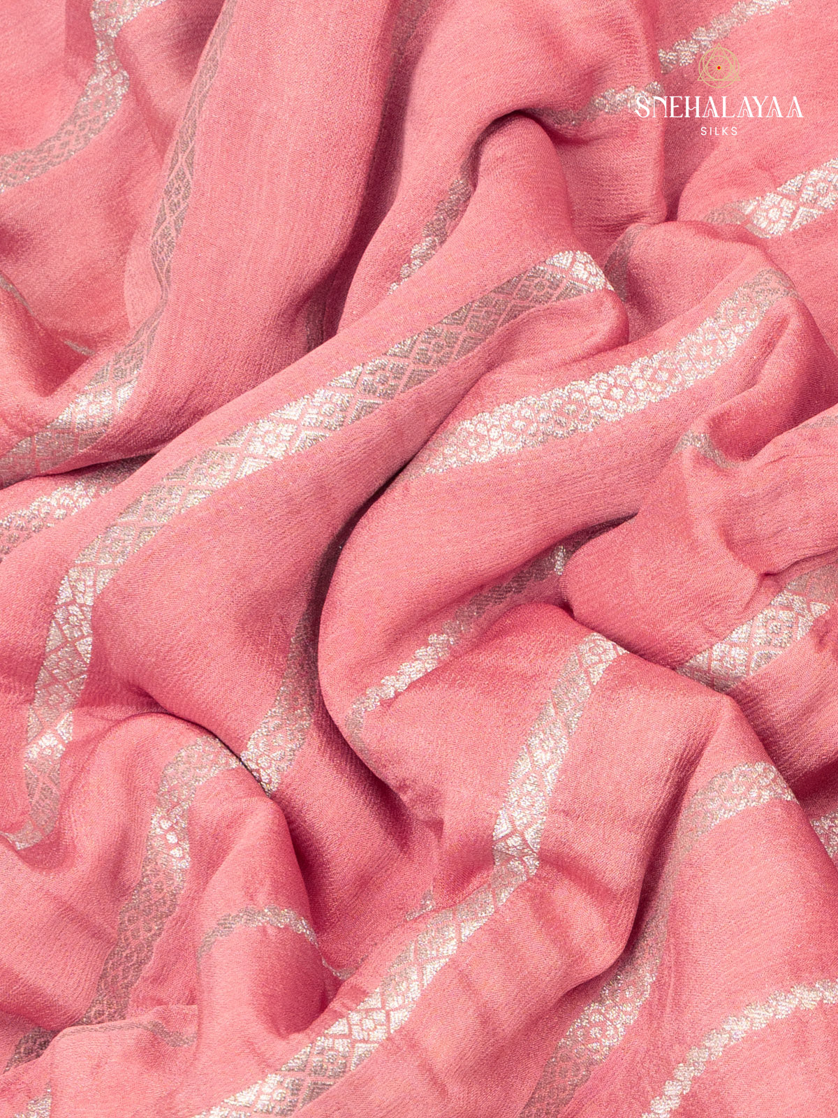 Pink Banaras crepe Silk Saree