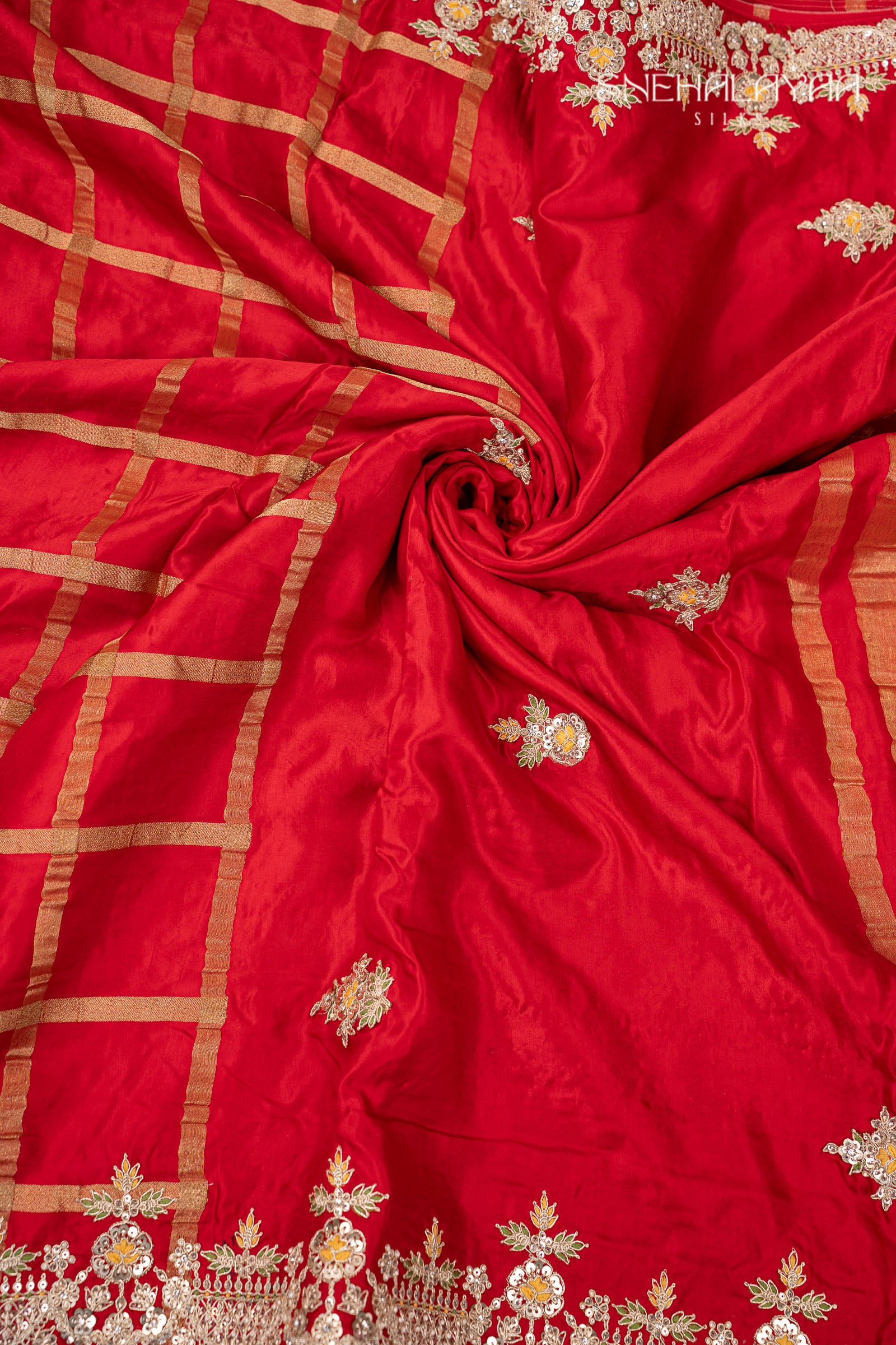 Candy Red Designer Saree