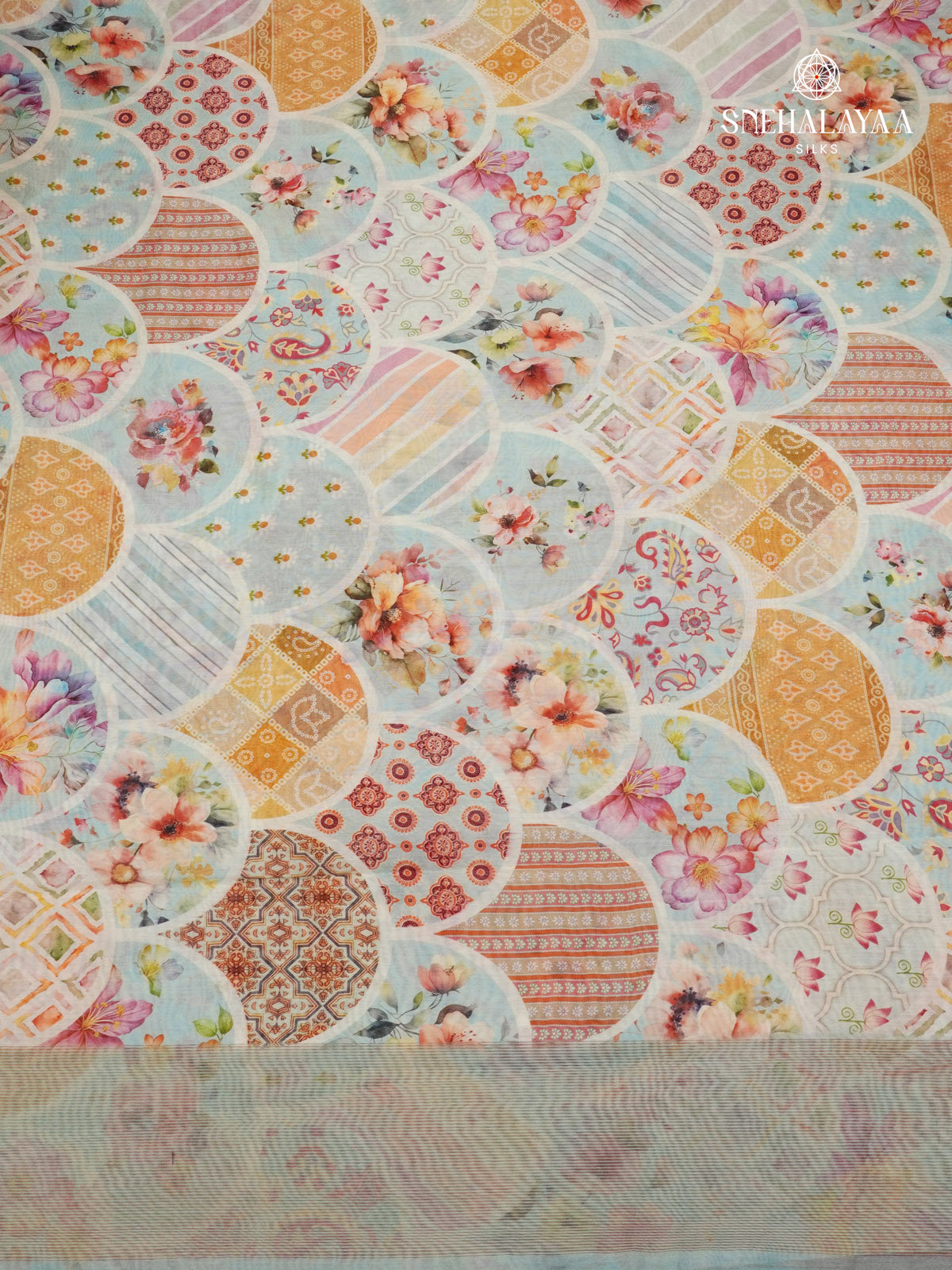 Teal Blue Chanderi Saree