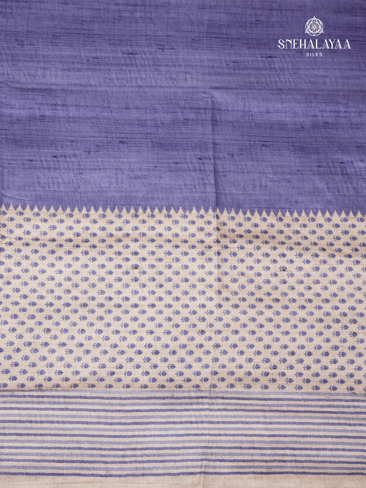 Royal Blue Printed Tussar Saree