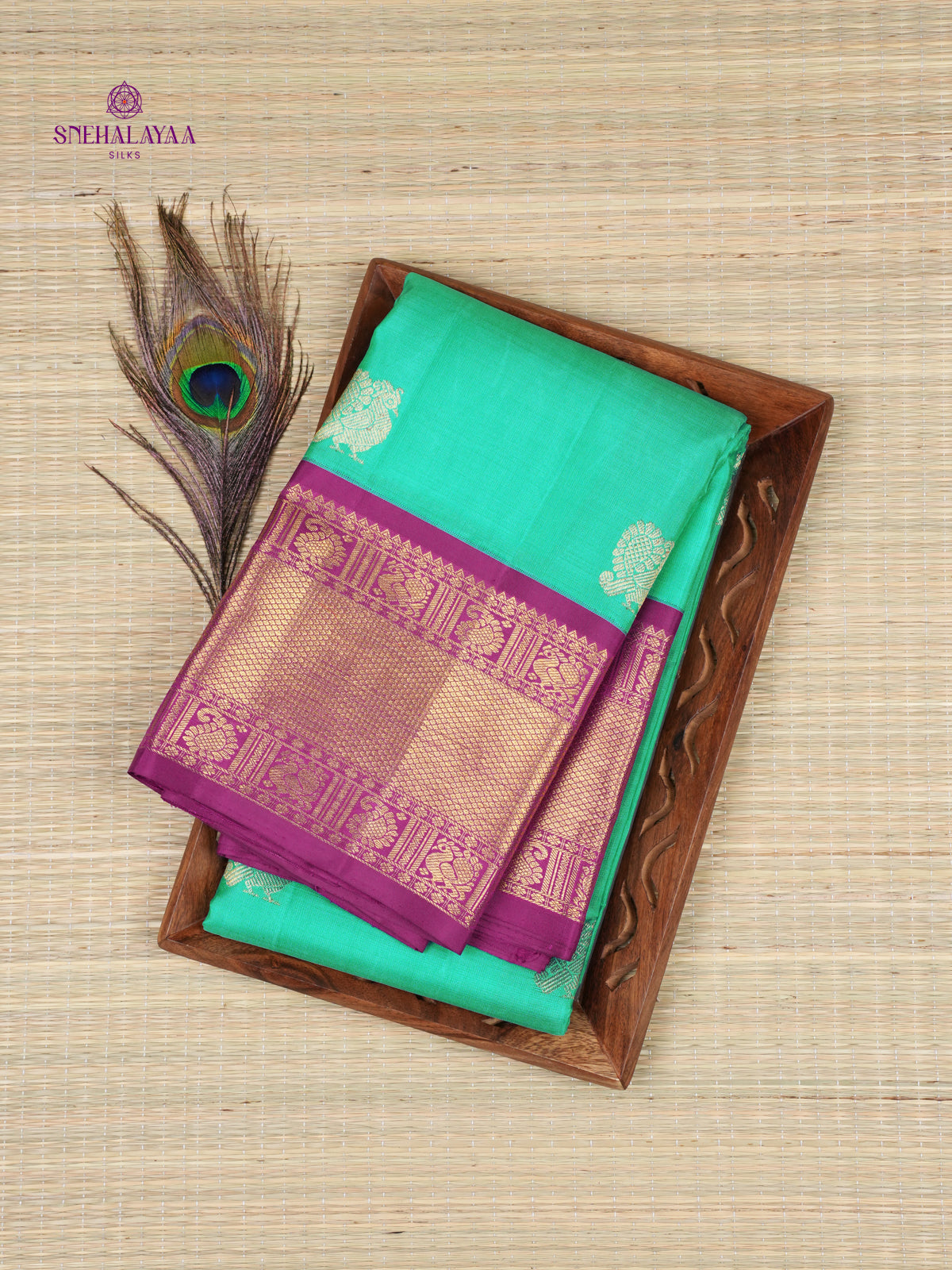 Teal Green Kanjivaram Silk Saree