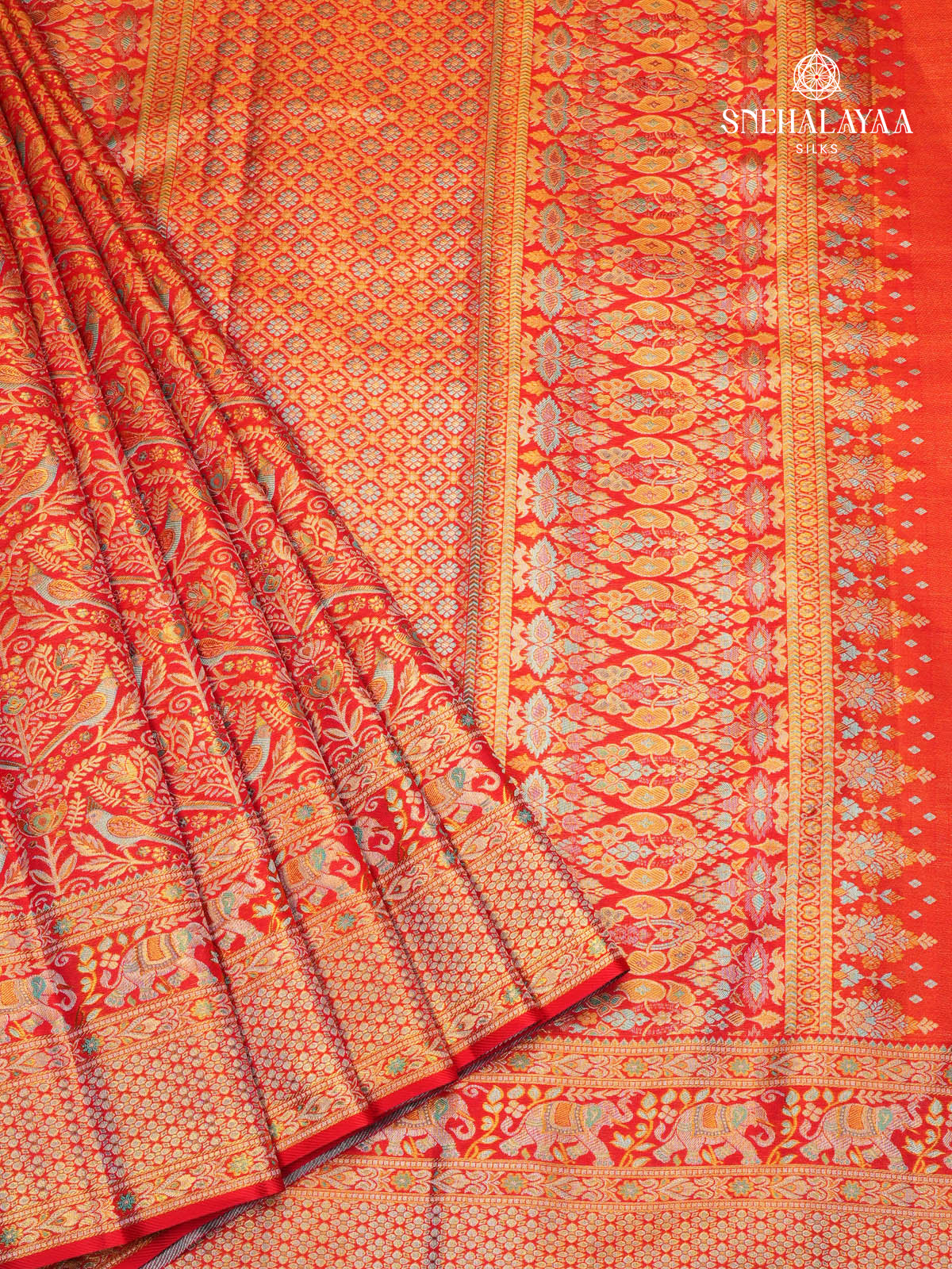Red Kanjviaram Tissue Silk Saree
