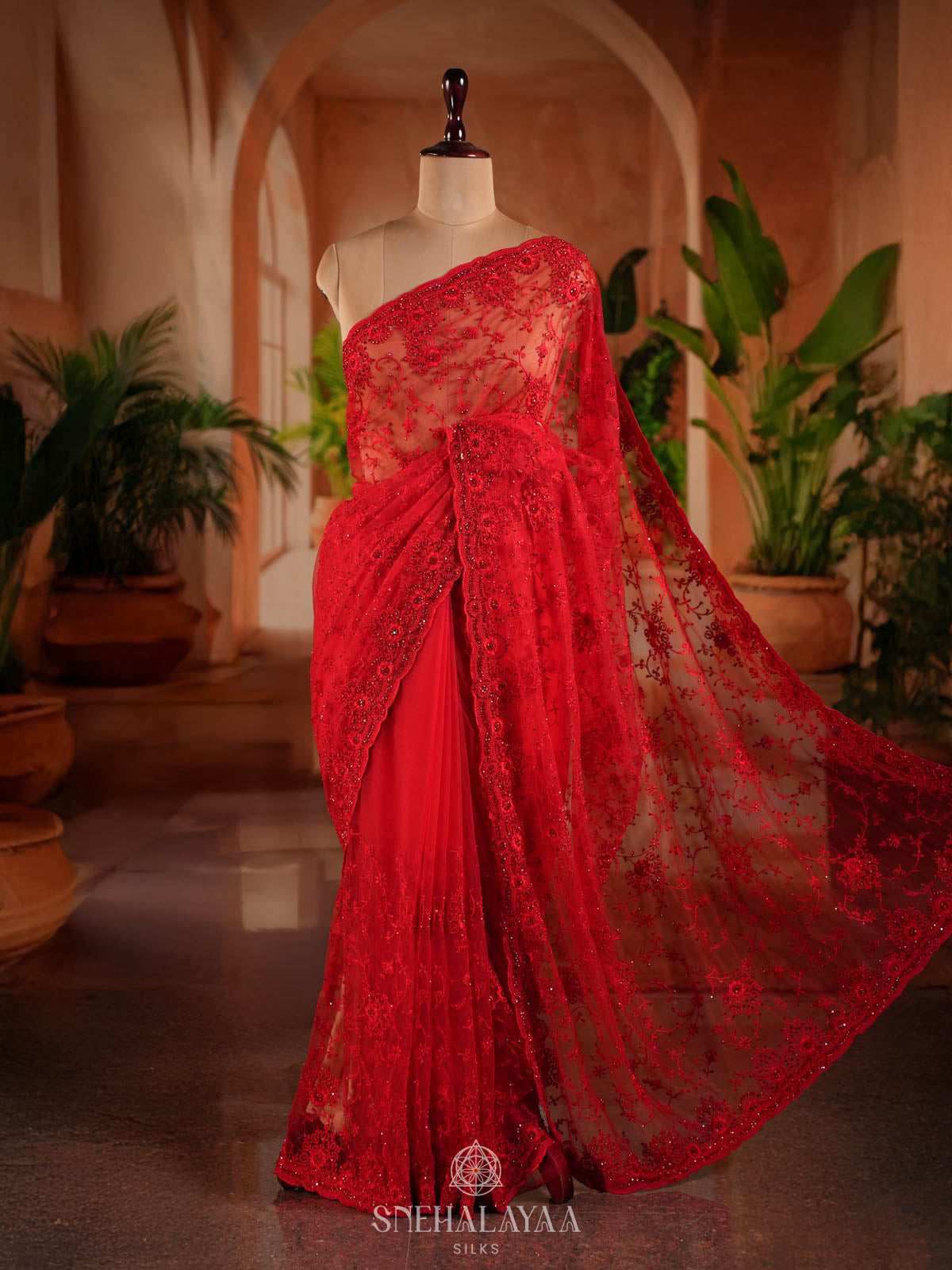 Red Designer Saree