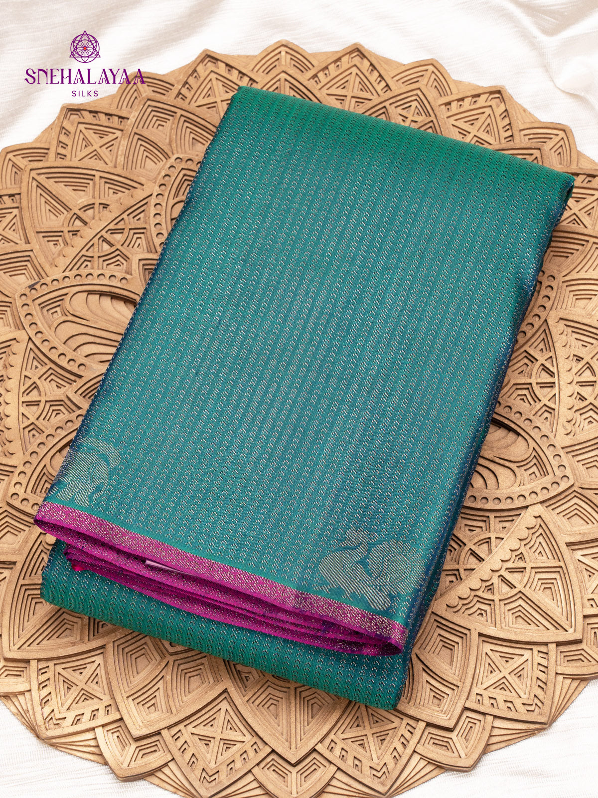 Teal Blue Kanjivaram Silk Saree