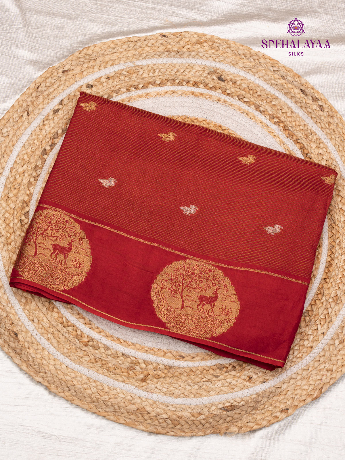 Rust Orange Dola Silk Saree