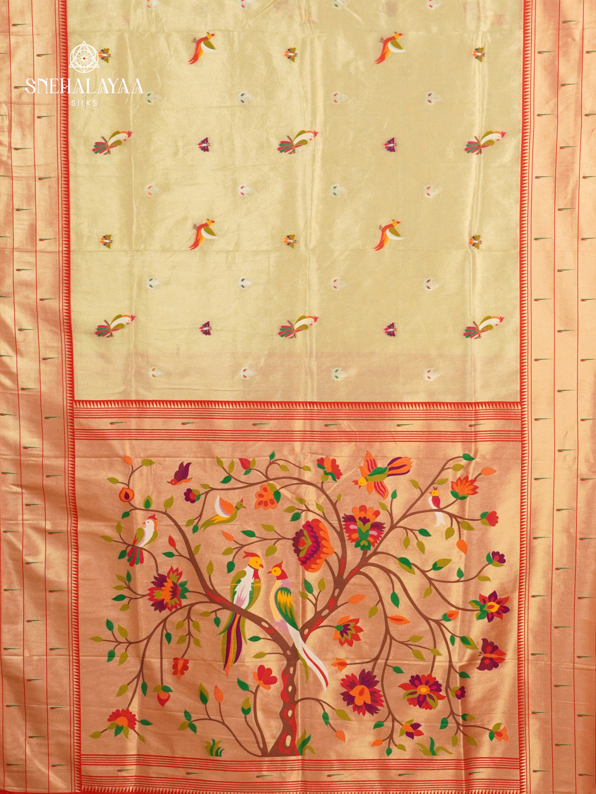 Cream Tissue Paithani Saree
