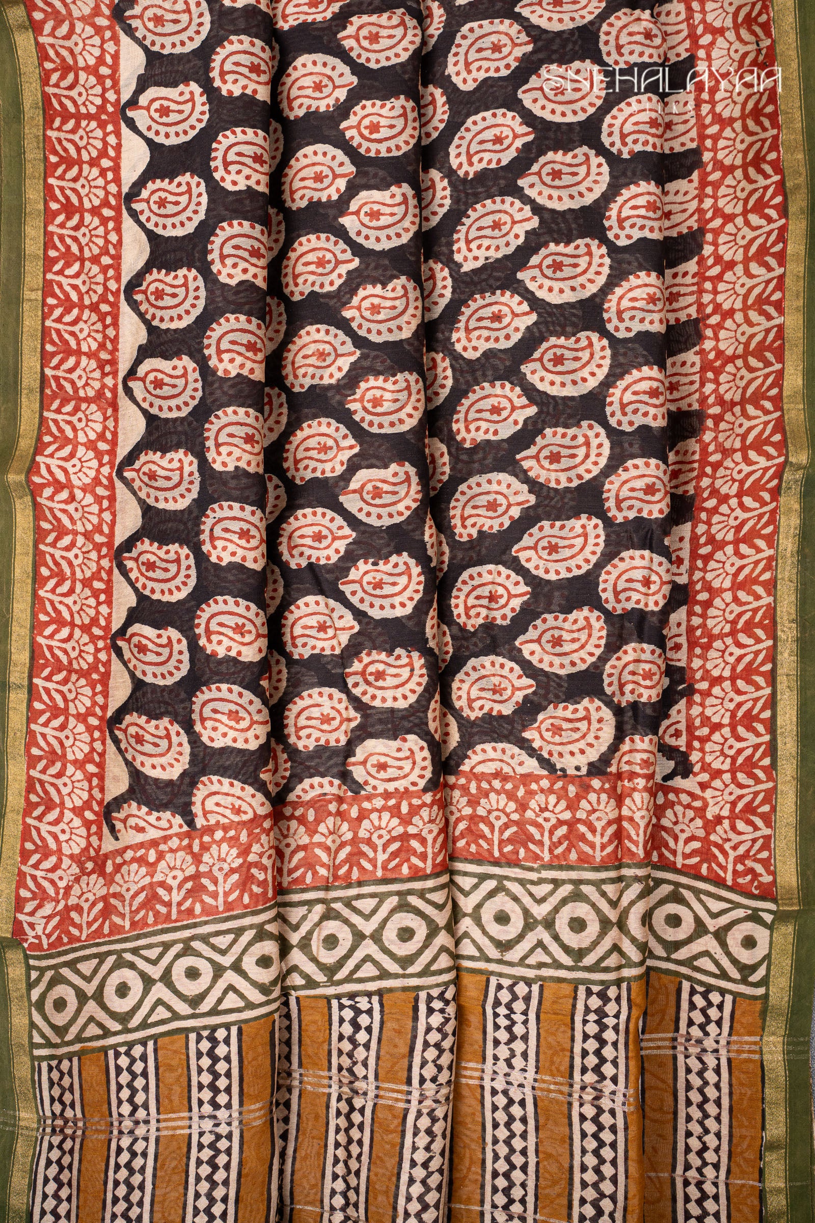 Black Chanderi Silk Saree