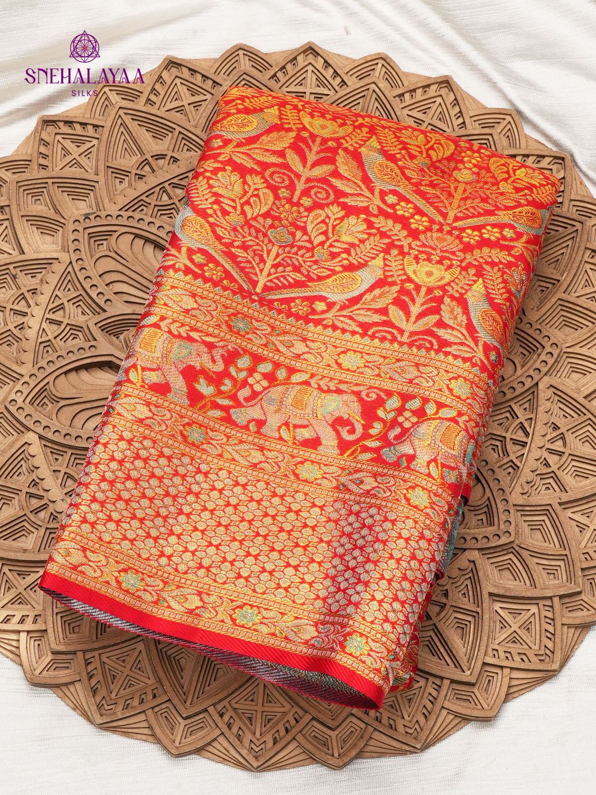 Red Kanjviaram Tissue Silk Saree