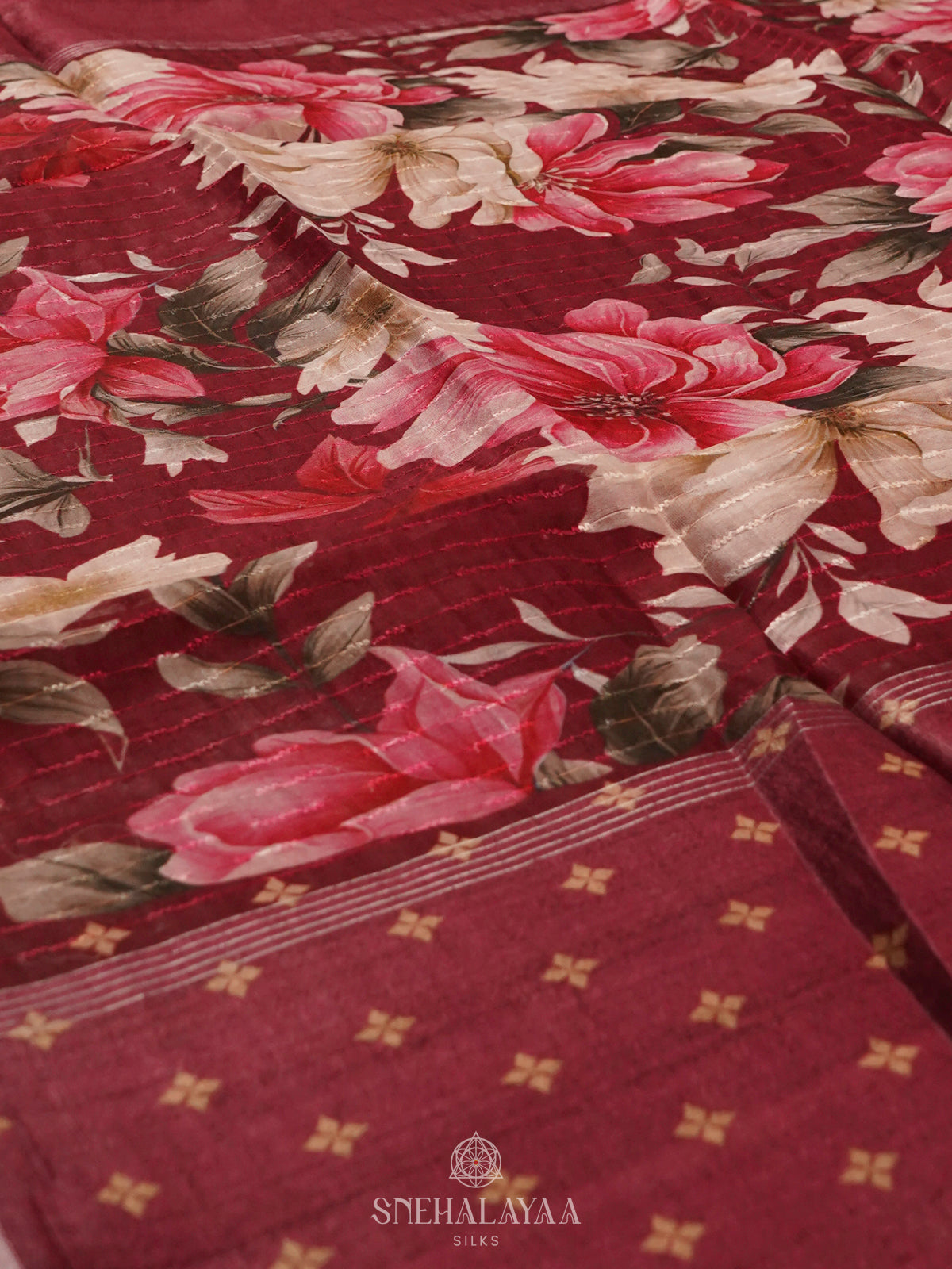 Maroon Tussar Saree