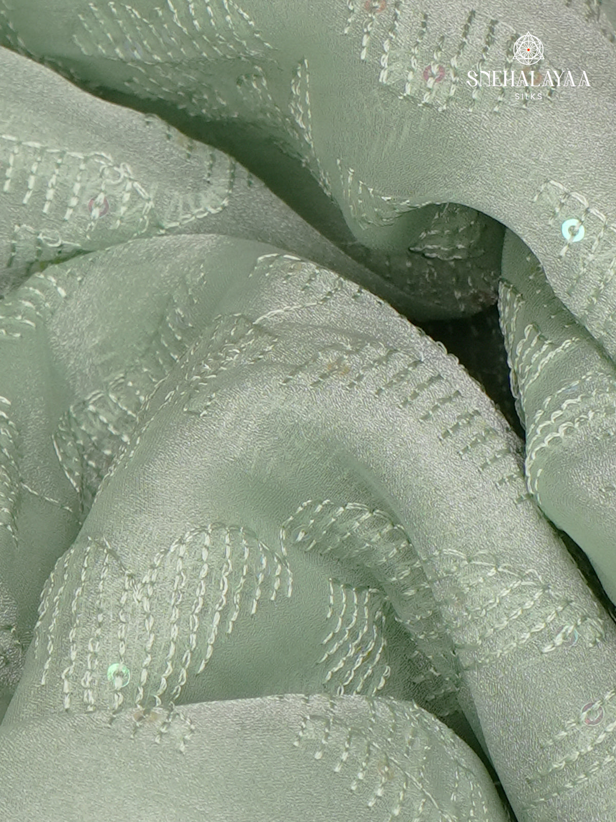 Pale Green Embroidery Designer Saree