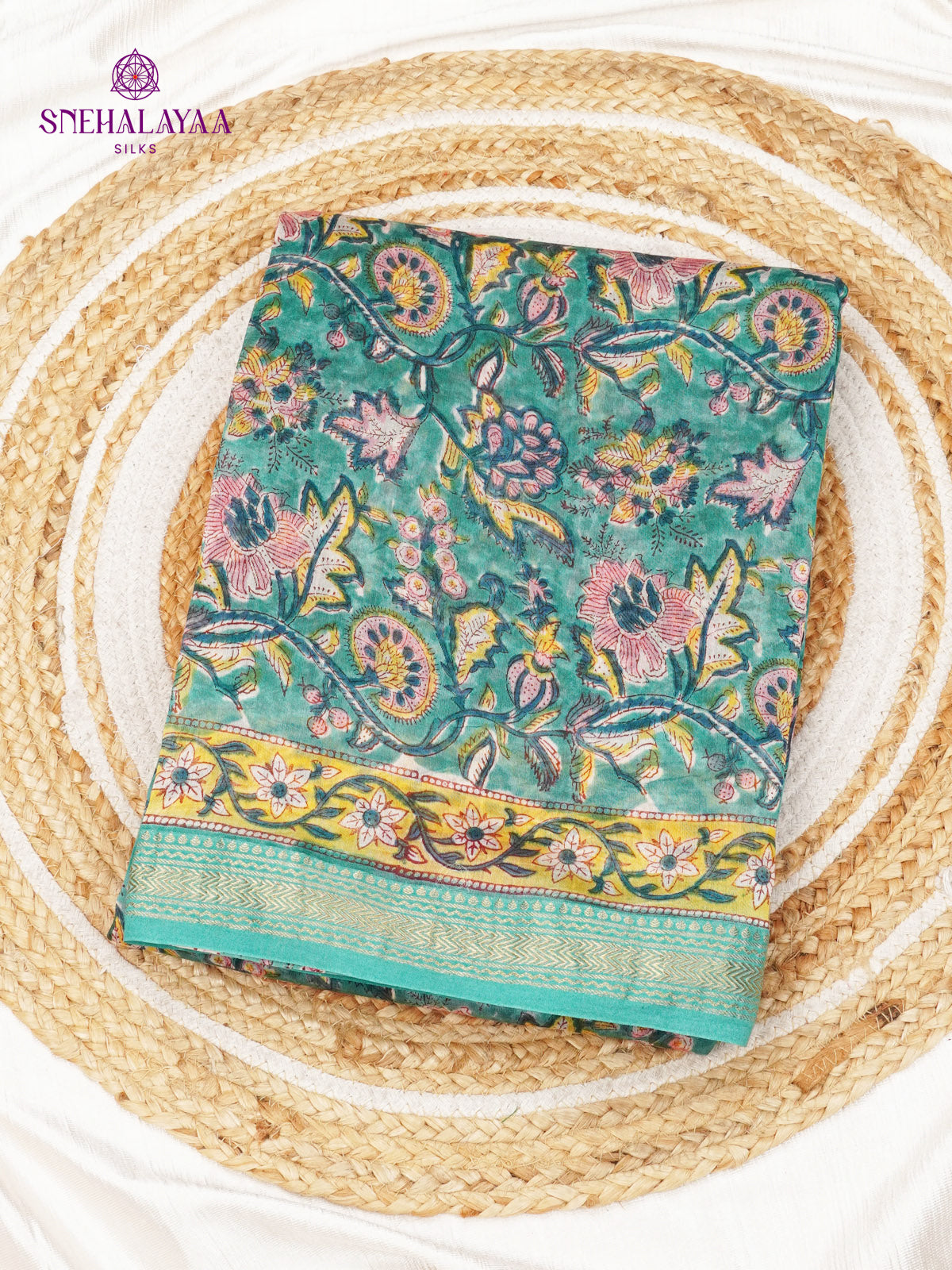 Teal Blue Chanderi Saree