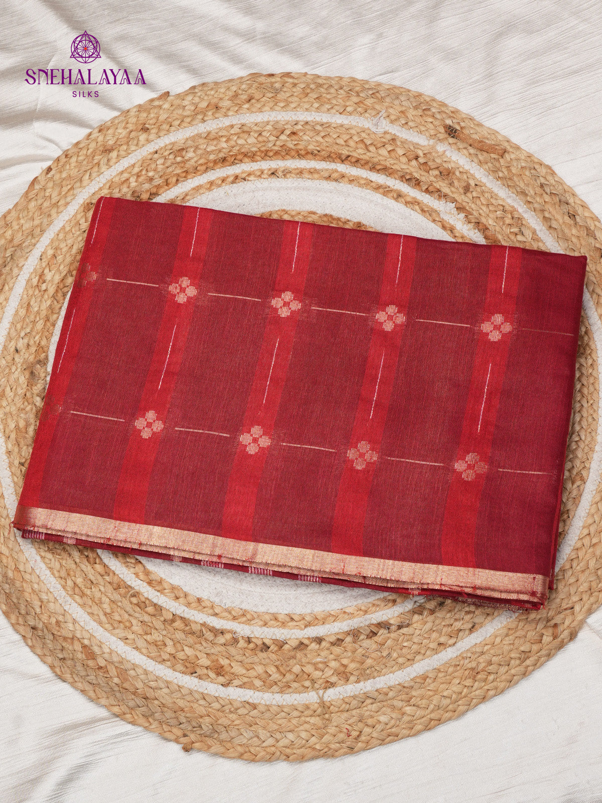 Maroon Bamboo Silk Saree