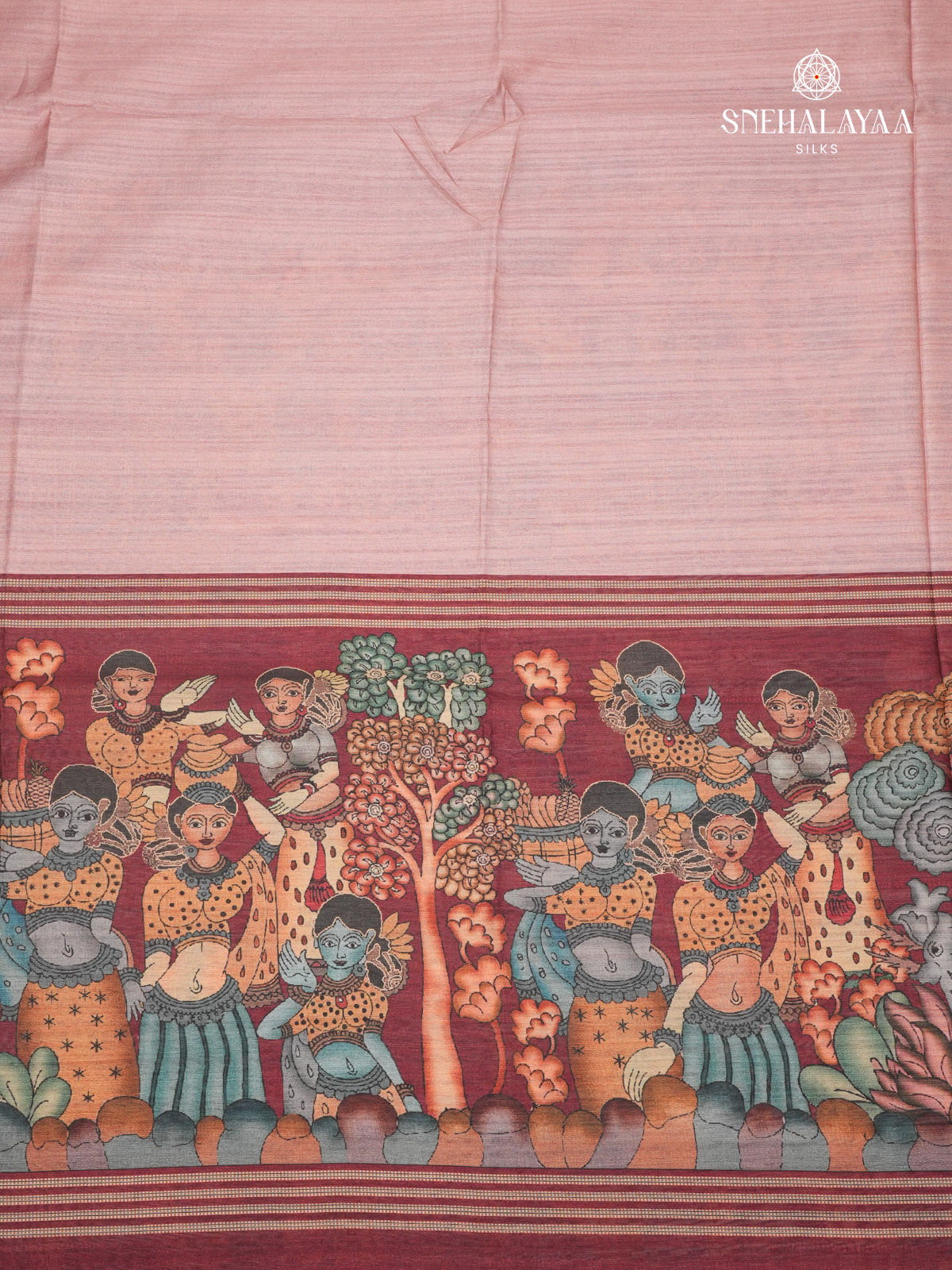 Pink Kalamkari Tuassar Saree