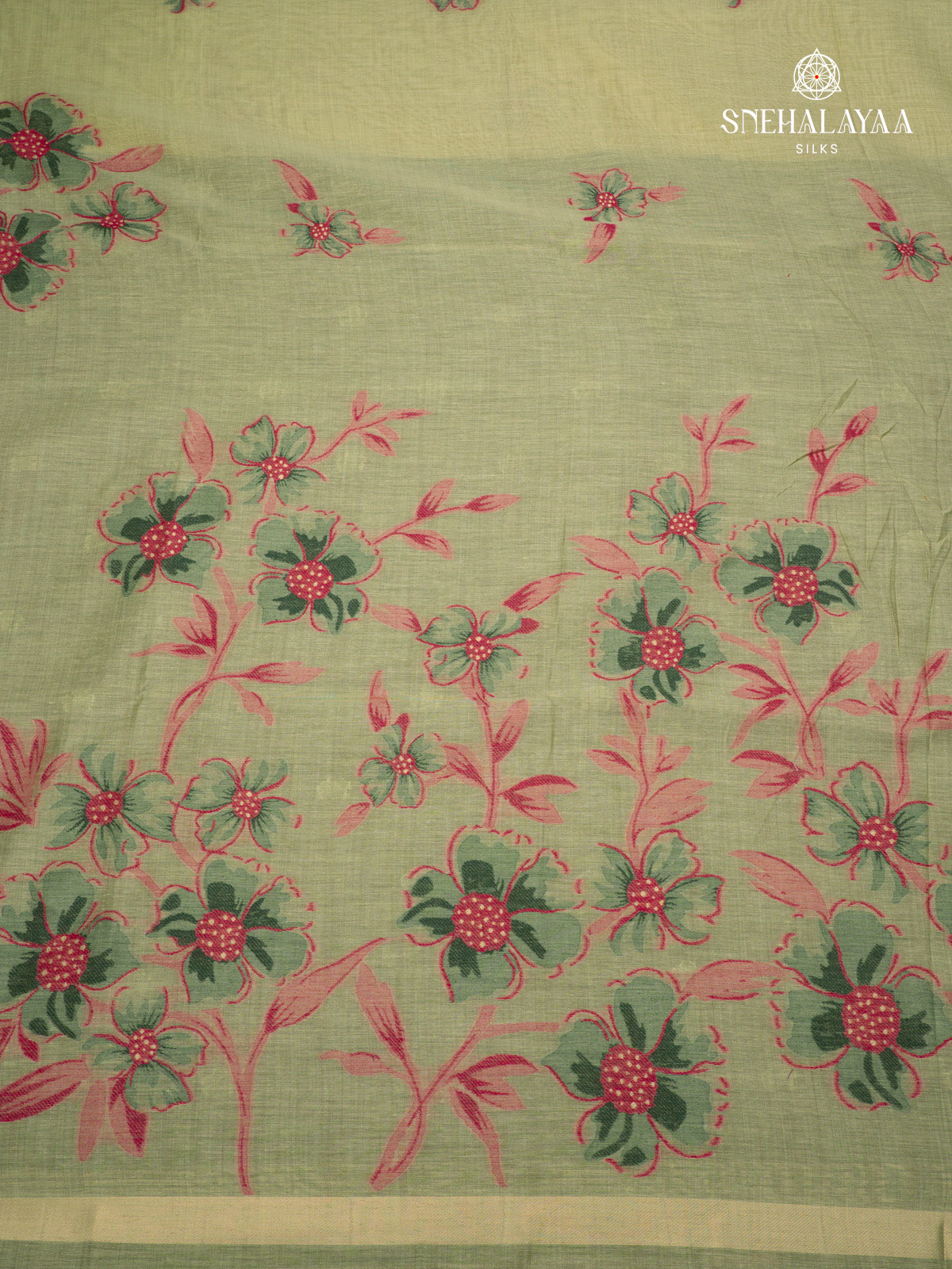 Olive Green Munga Cotton Saree