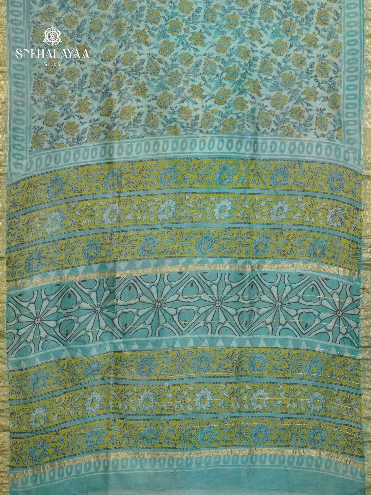 Ice Blue Chanderi Saree