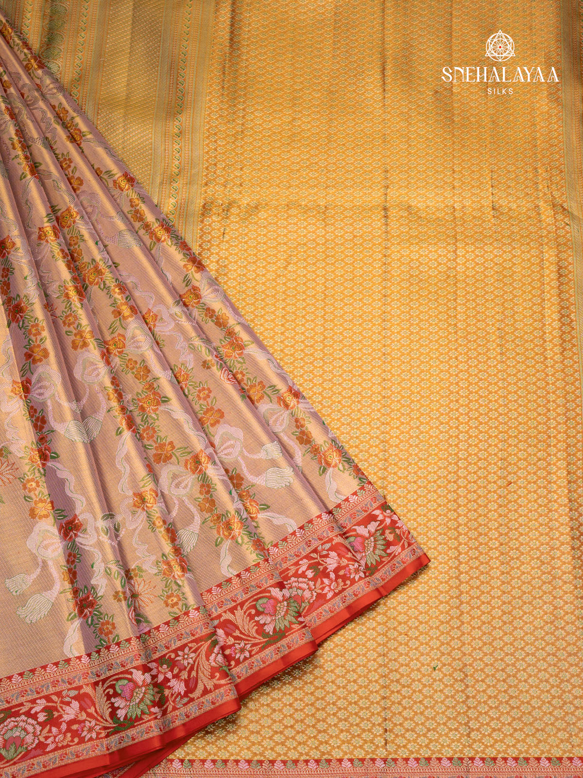 Peach Pink Kanjivaram Silk Saree