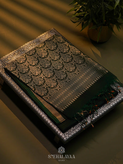 Forest Green Kora Silk Cotton Saree